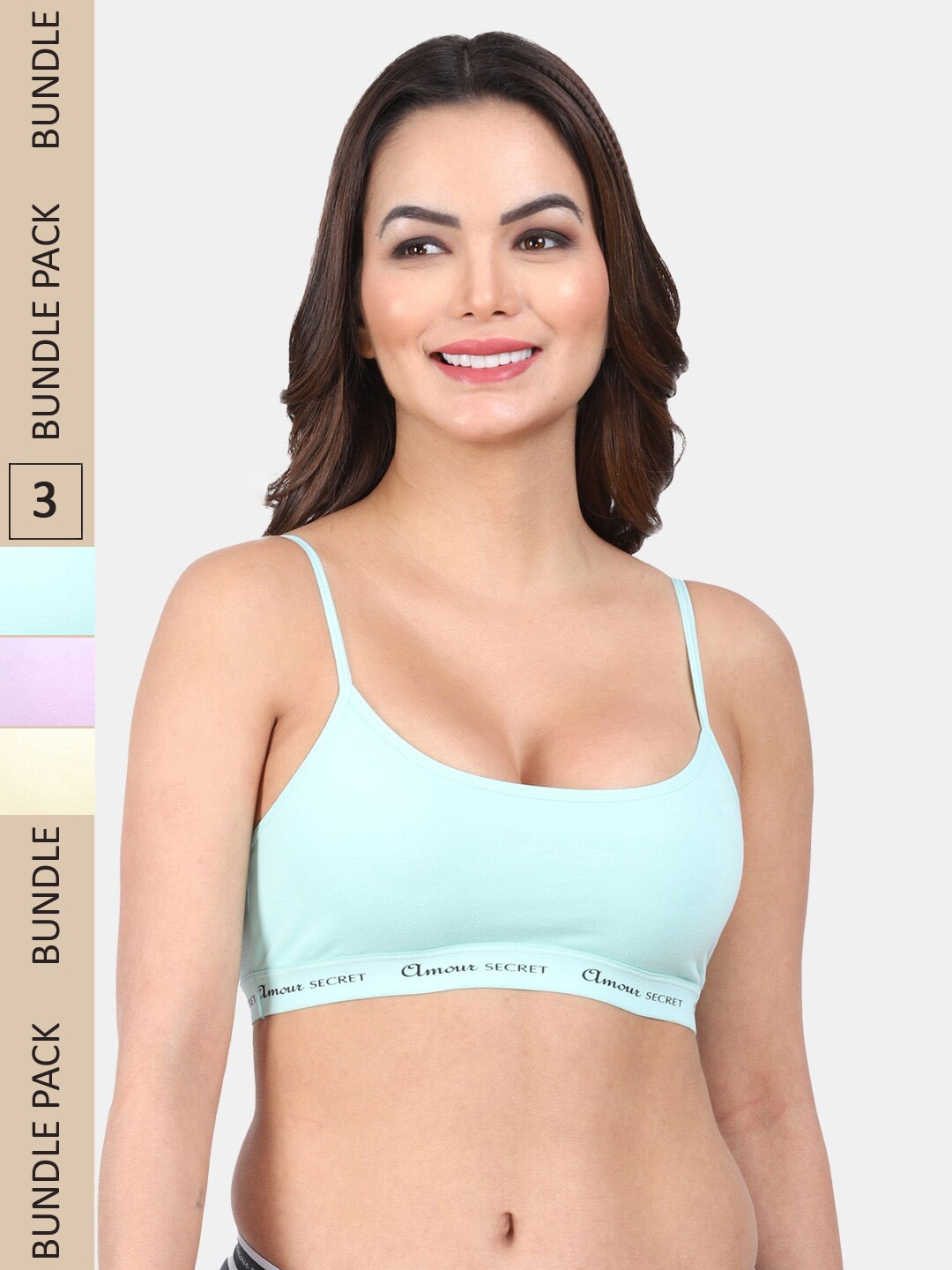

Amour Secret Pack Of 3 Non Padded Seamless All Day Comfort Non-Wired Everyday Bra, Sea green