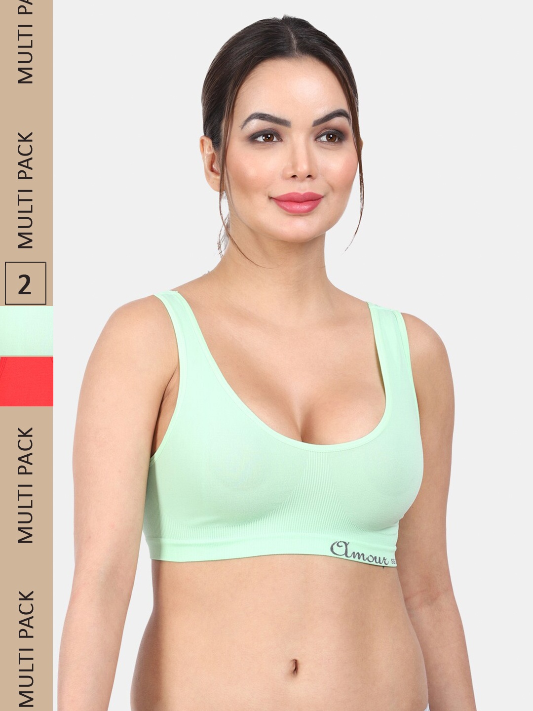 

Amour Secret Pack Of 2 Lightly Padded Non-Wired All Day Comfort Bra, Green