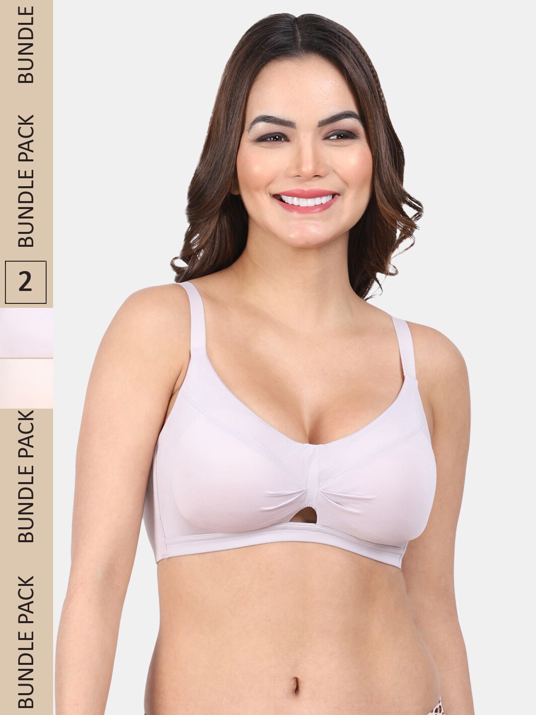 

Amour Secret Pack Of 2 Removable Padding Non-Wired Full Coverage T-Shirt Bra, Grey