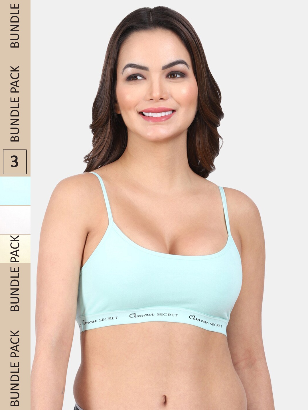 

Amour Secret Pack Of 3 Full Coverage Non Padded Everyday Bra, Blue