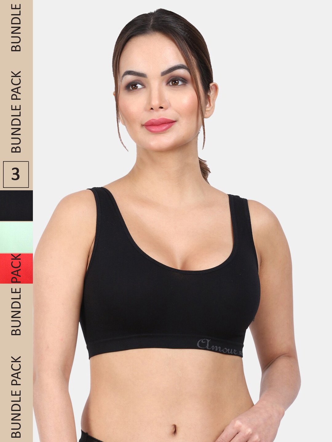 

Amour Secret Pack Of 3 Non Padded Non-Wired Everyday Bra, Black