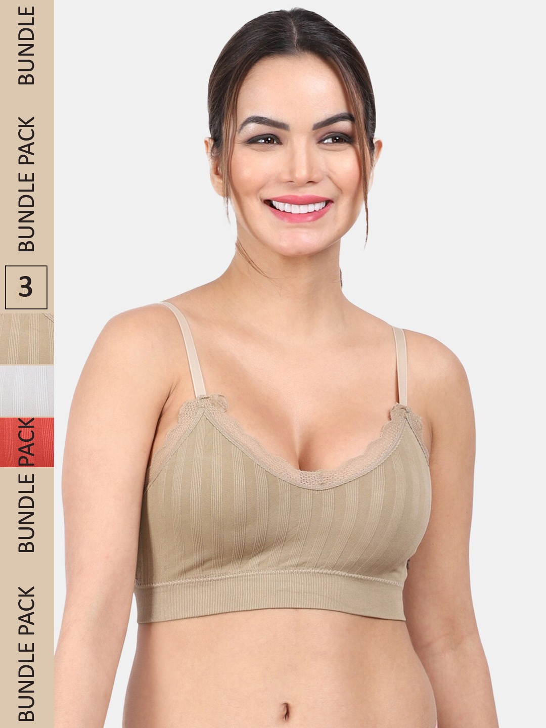 

Amour Secret Pack Of 3 Removable Padding Non-Wired Anti Odour All Day Comfort Workout Bra, Green