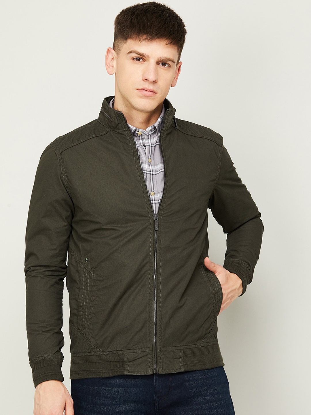 

Bossini Stand Collar Bomber Jacket, Olive