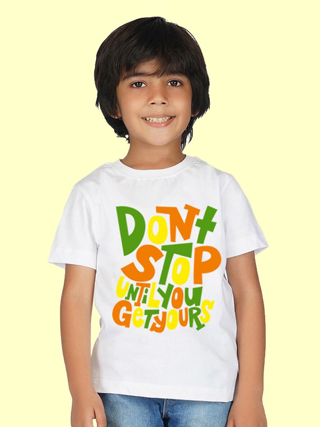

NUSYL Boys Typography printed Round Neck T-shirt, White