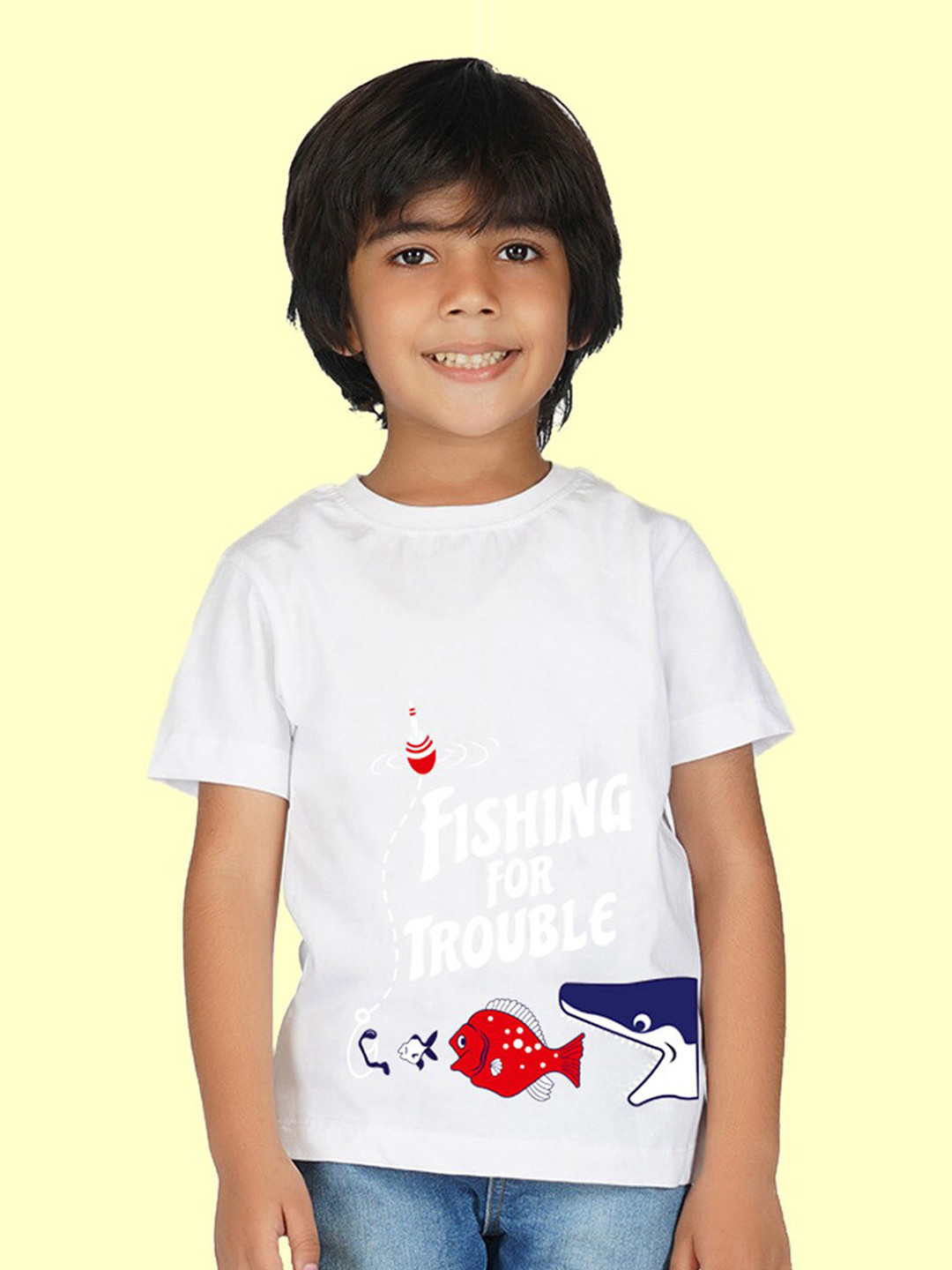 

NUSYL Boys Typography Printed Round Neck T-shirt, White
