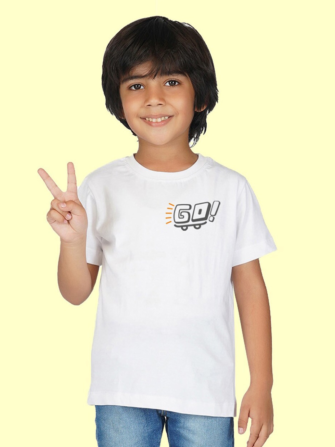 

NUSYL Boys Typography Printed T-shirt, White