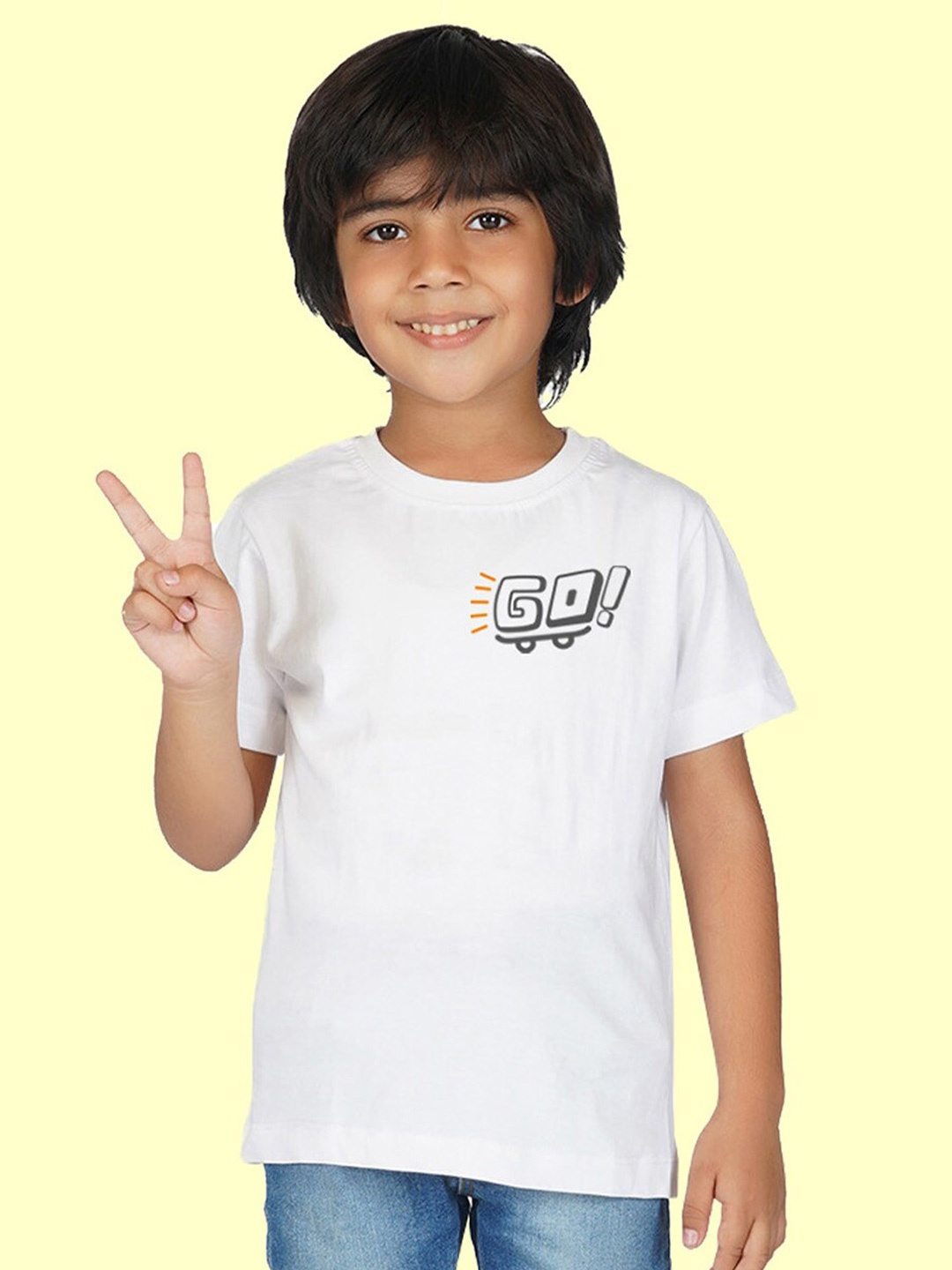 

NUSYL Boys Typography printed Round Neck T-shirt, White