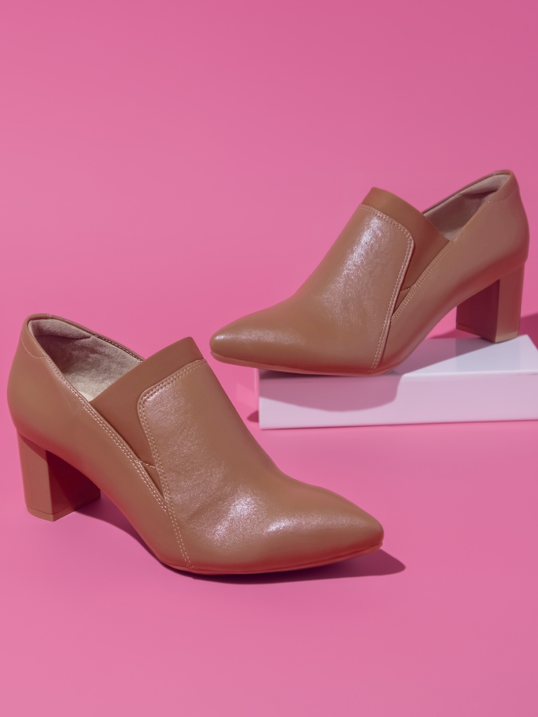 

Inc 5 Pointed Toe Block Heels, Brown