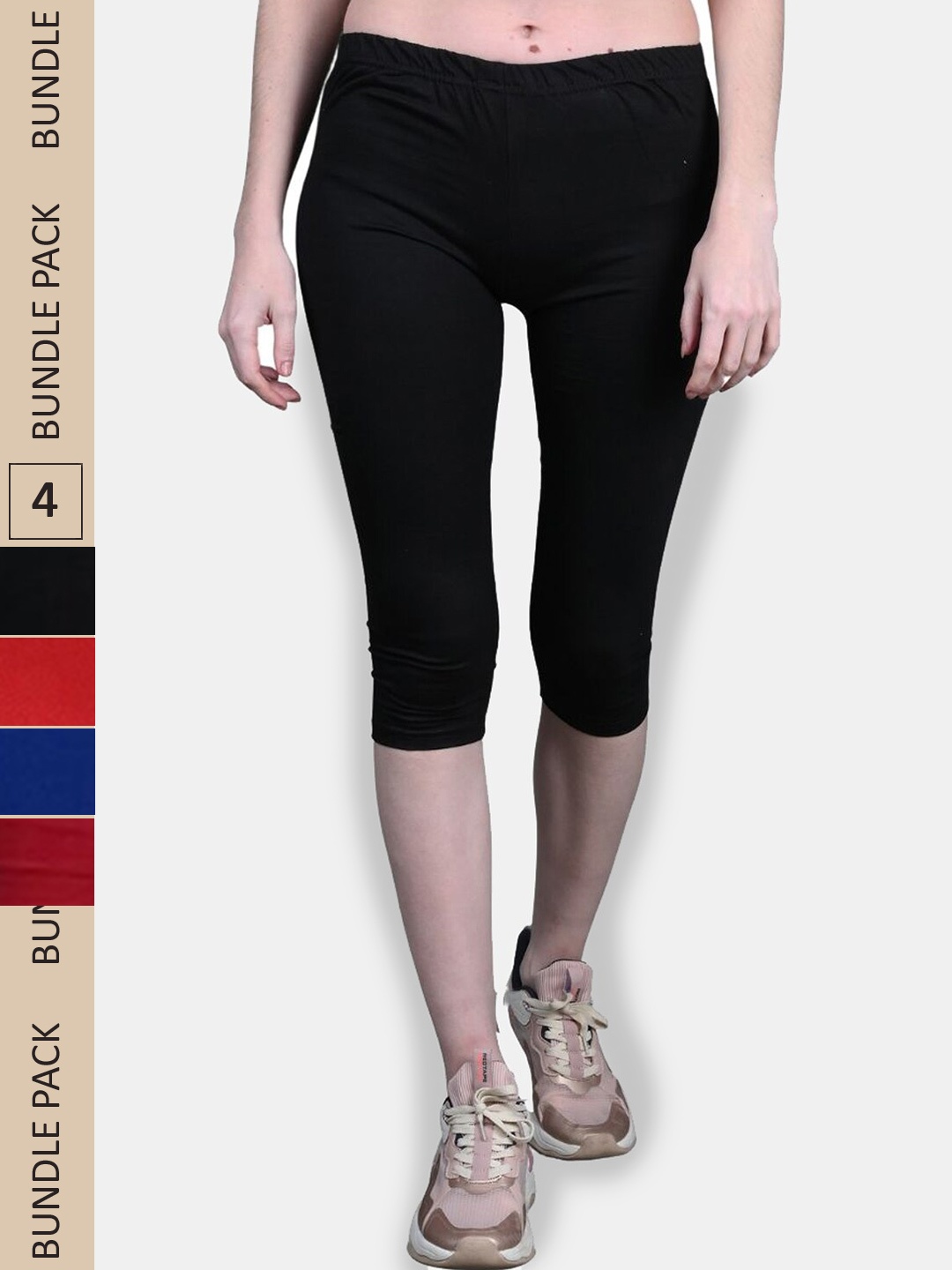 

FRENCH KLEIDER Girls Pack of 4 Skinny Fit Mid-Rise Capris, Black