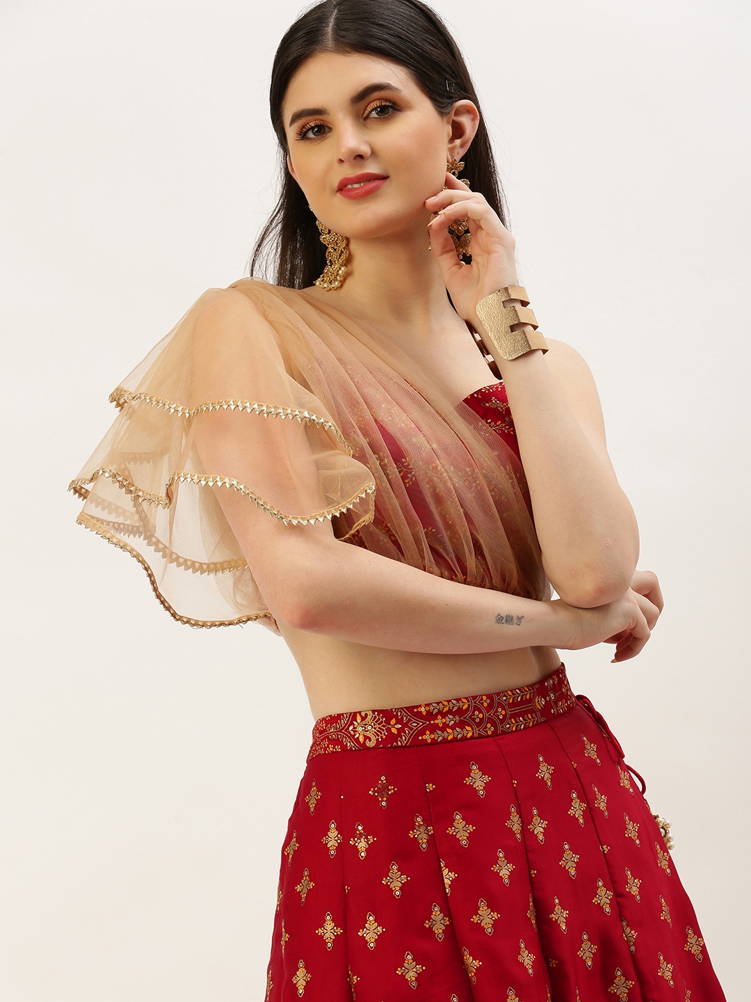 

Ethnovog Ready to Wear Lehenga & Blouse, Maroon