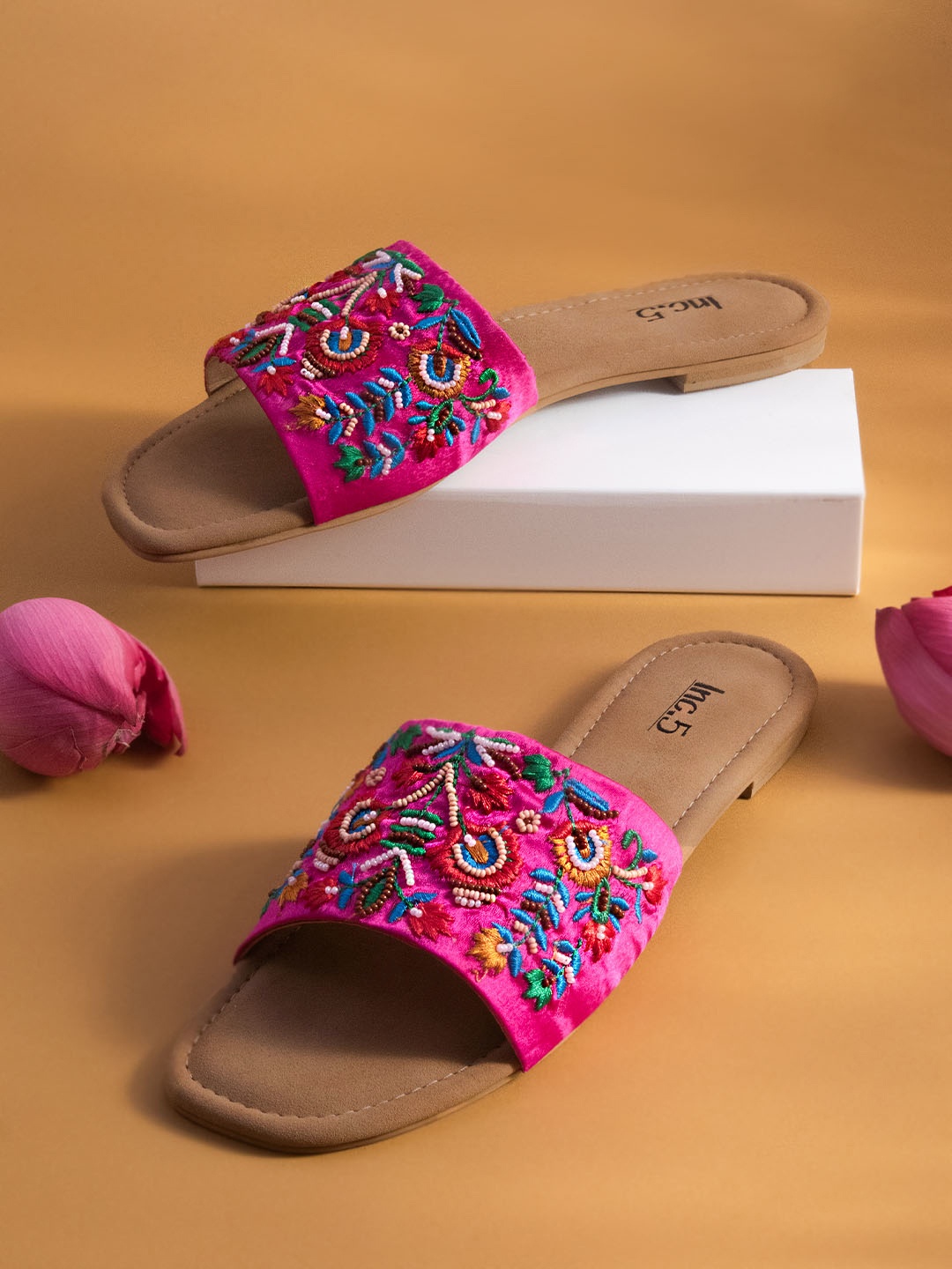 

Inc 5 Embroidered Open Toe Flats, Pink