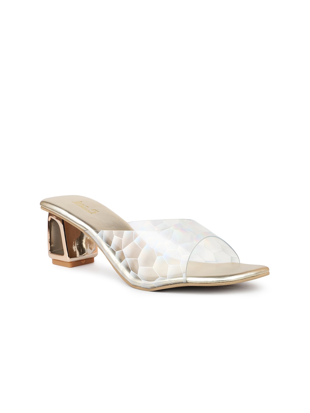 

Inc 5 Printed Block Heels, Gold