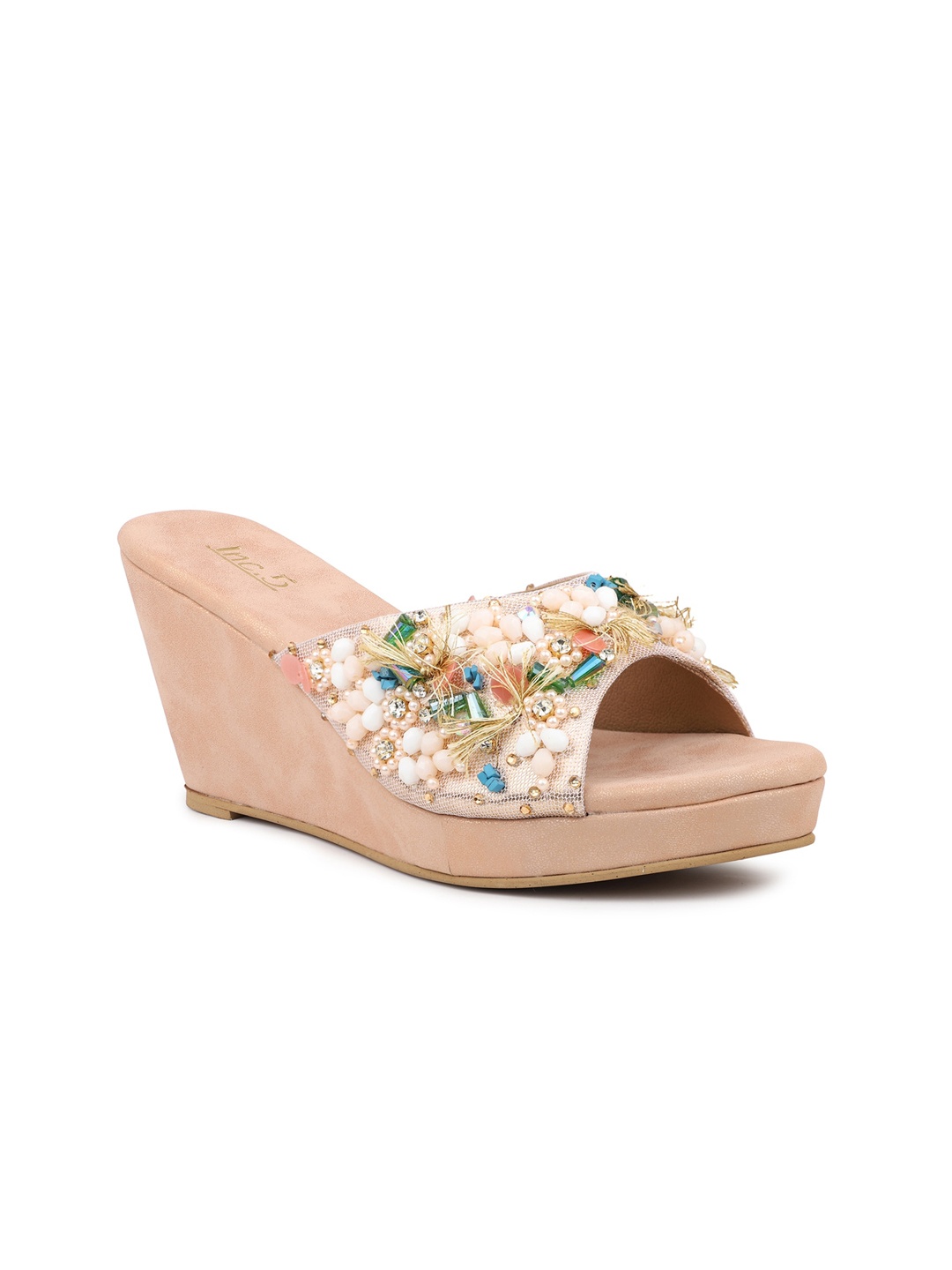 

Inc 5 Embellished Wedge Heels, Rose gold