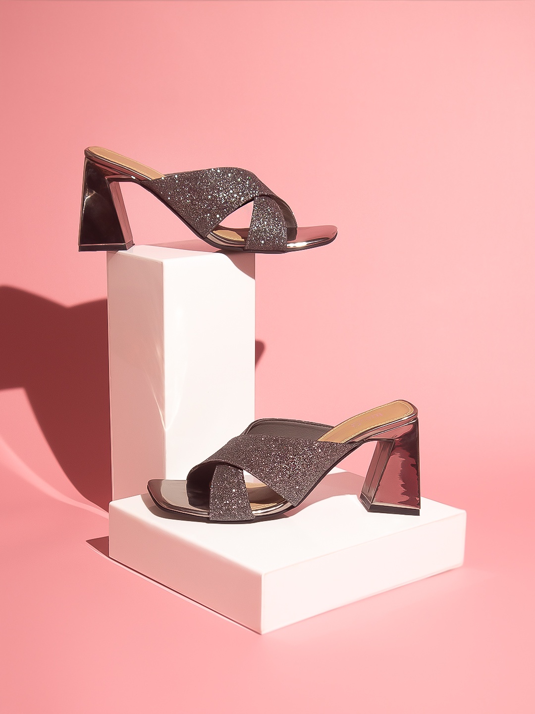 

Inc 5 Embellished Block Heels, Metallic