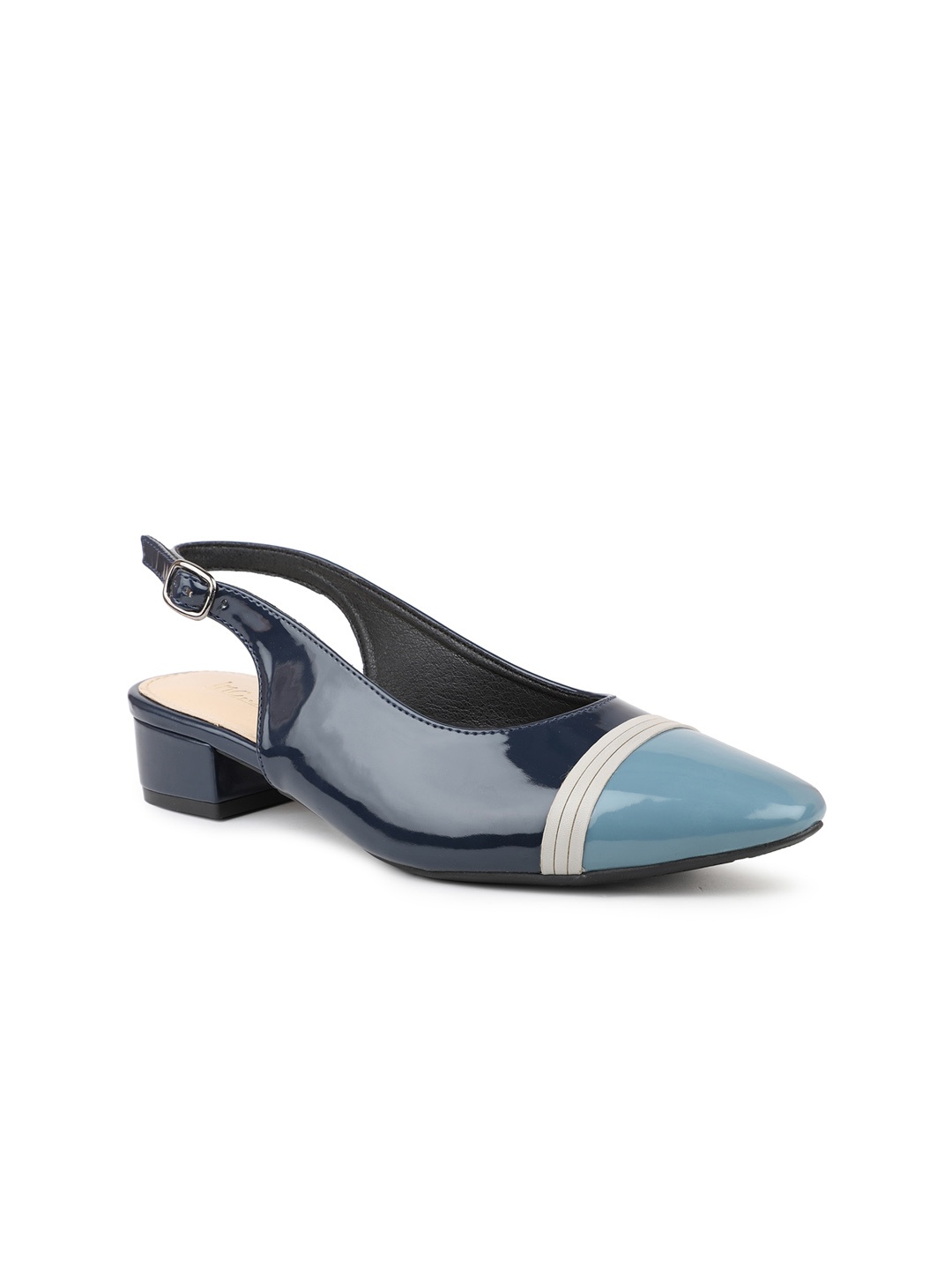 

Inc 5 Colourblocked Block Heel Mules, Navy blue