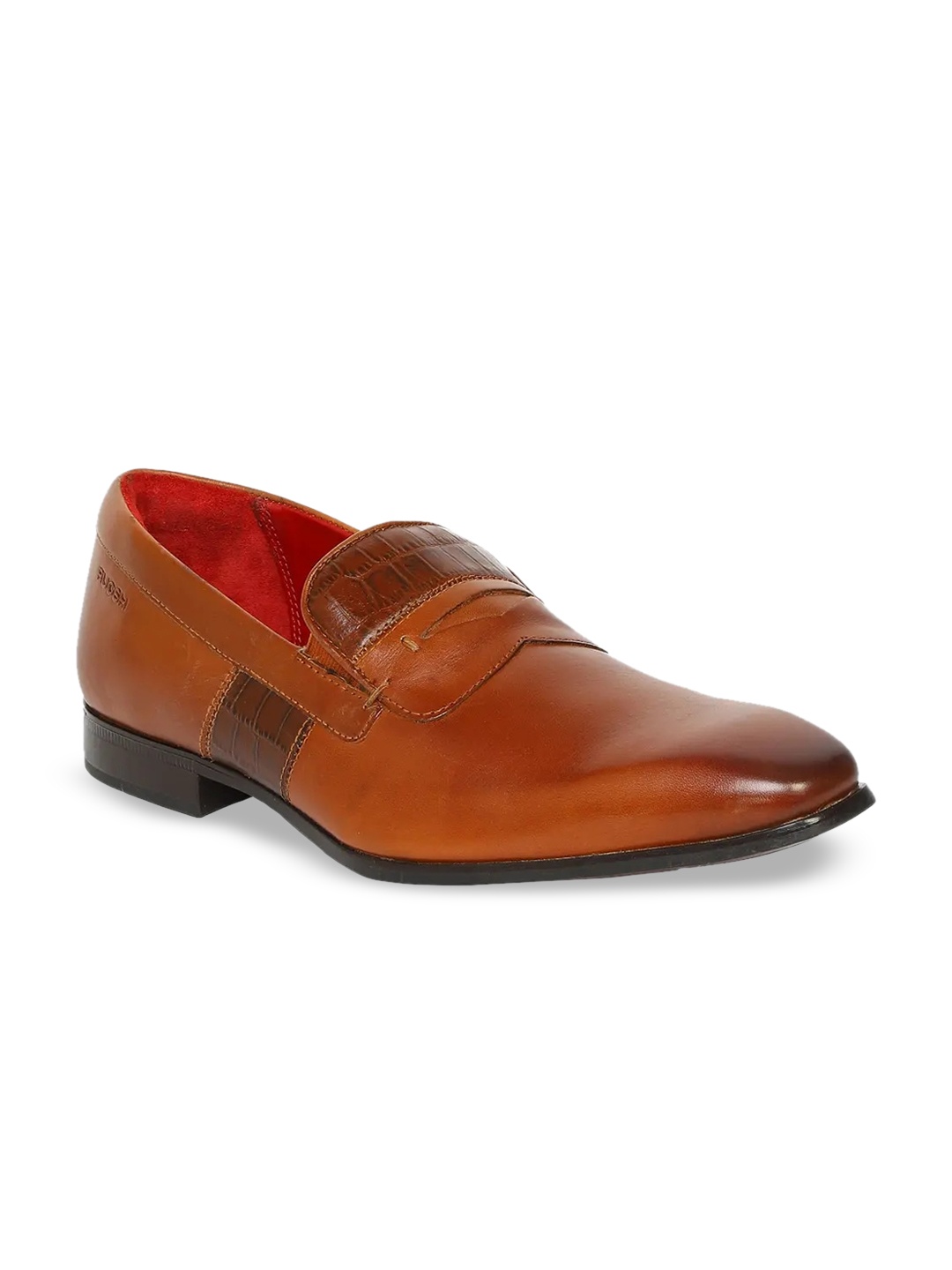 

Ruosh Men Textured Leather Comfort Insole Penny Loafers, Tan
