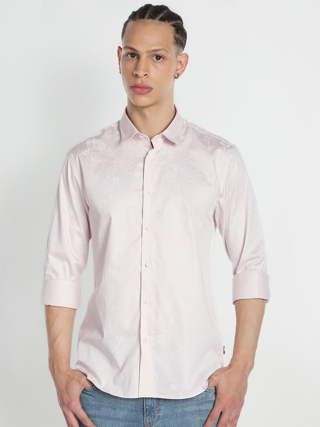 

Flying Machine Men Slim Fit Floral Printed Pure Cotton Opaque Casual Shirt, Pink