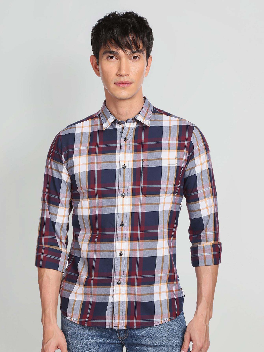 

Flying Machine Tartan Checked Pure Cotton Casual Shirt, Red