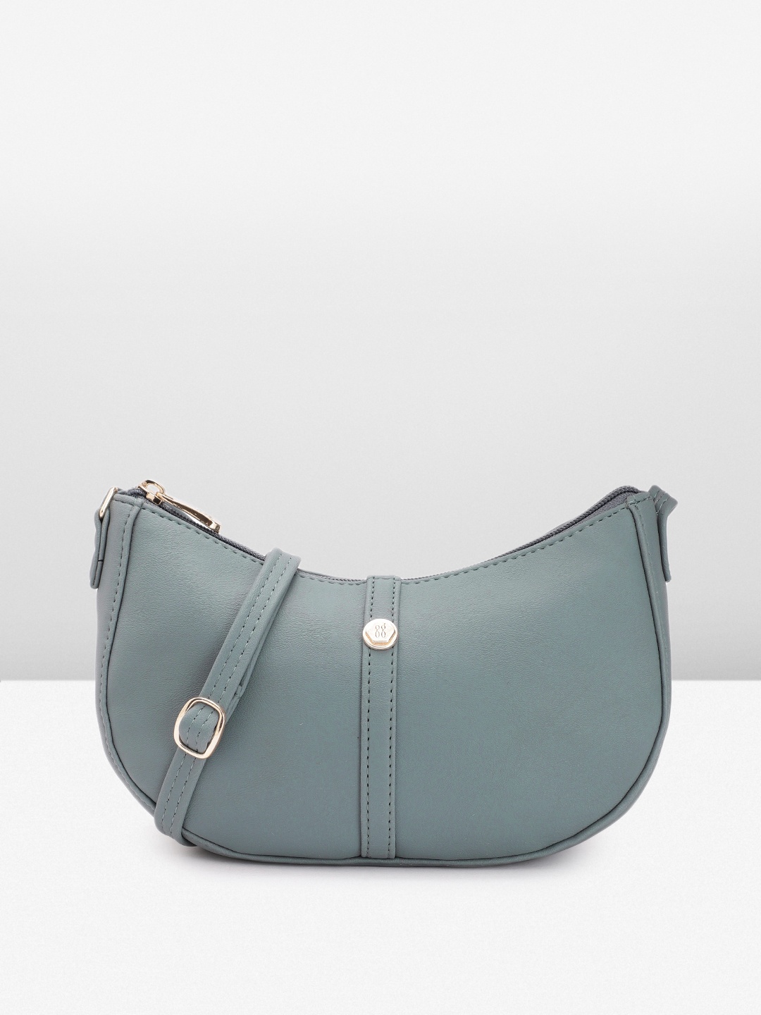 

Baggit Solid PU Half Moon Sling Bag, Grey