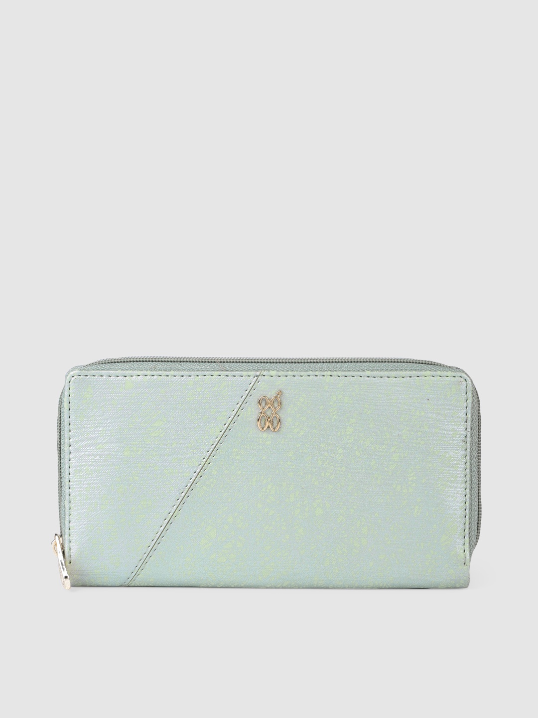 

Baggit Women Abstract Print PU Zip Around Wallet, Green