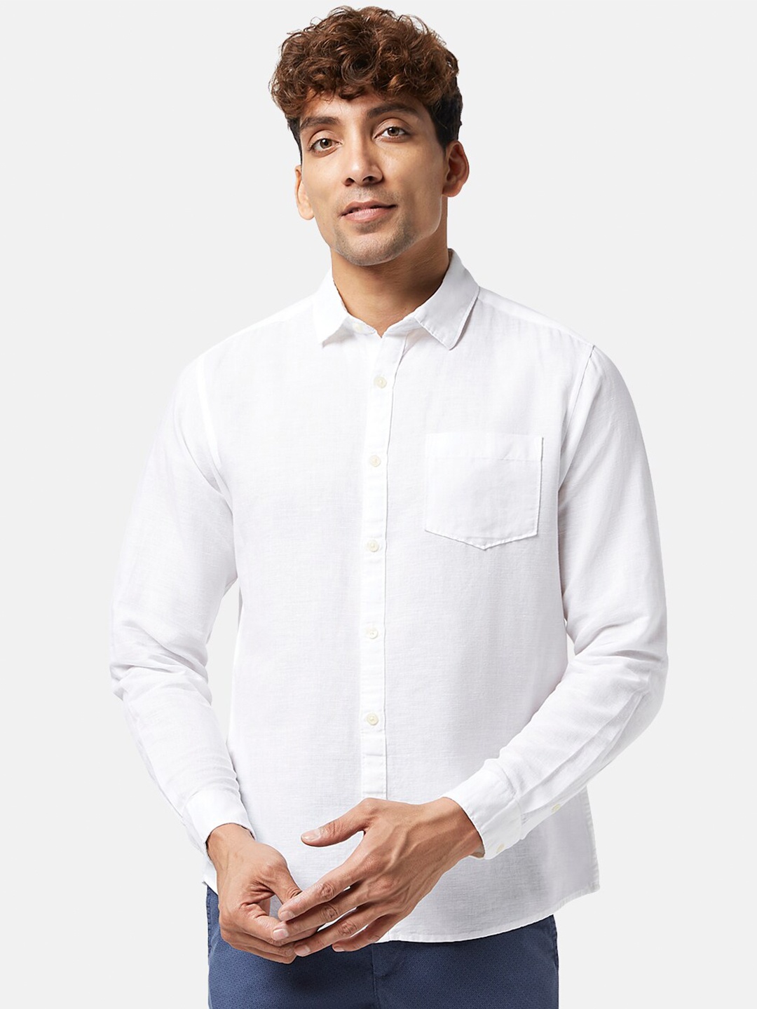 

BYFORD by Pantaloons Spread Collar Long Sleeves Cotton Casual Shirt, White