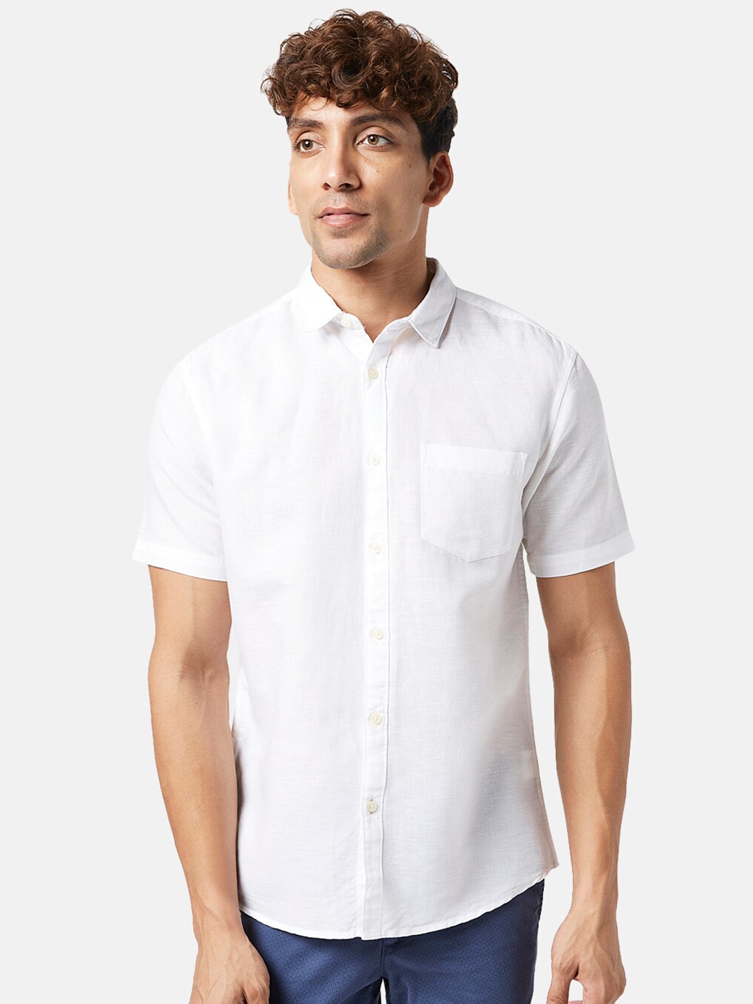 

BYFORD by Pantaloons Spread Collar Short Sleeves Casual Shirt, White