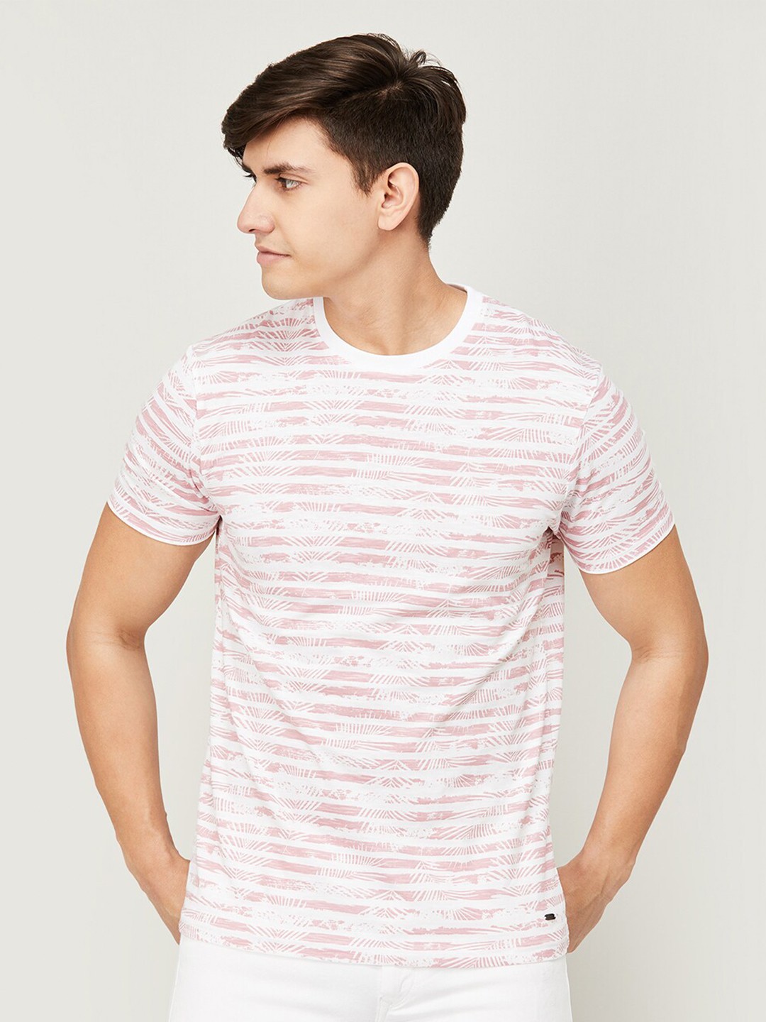

CODE by Lifestyle Striped Cotton T-Shirt, White