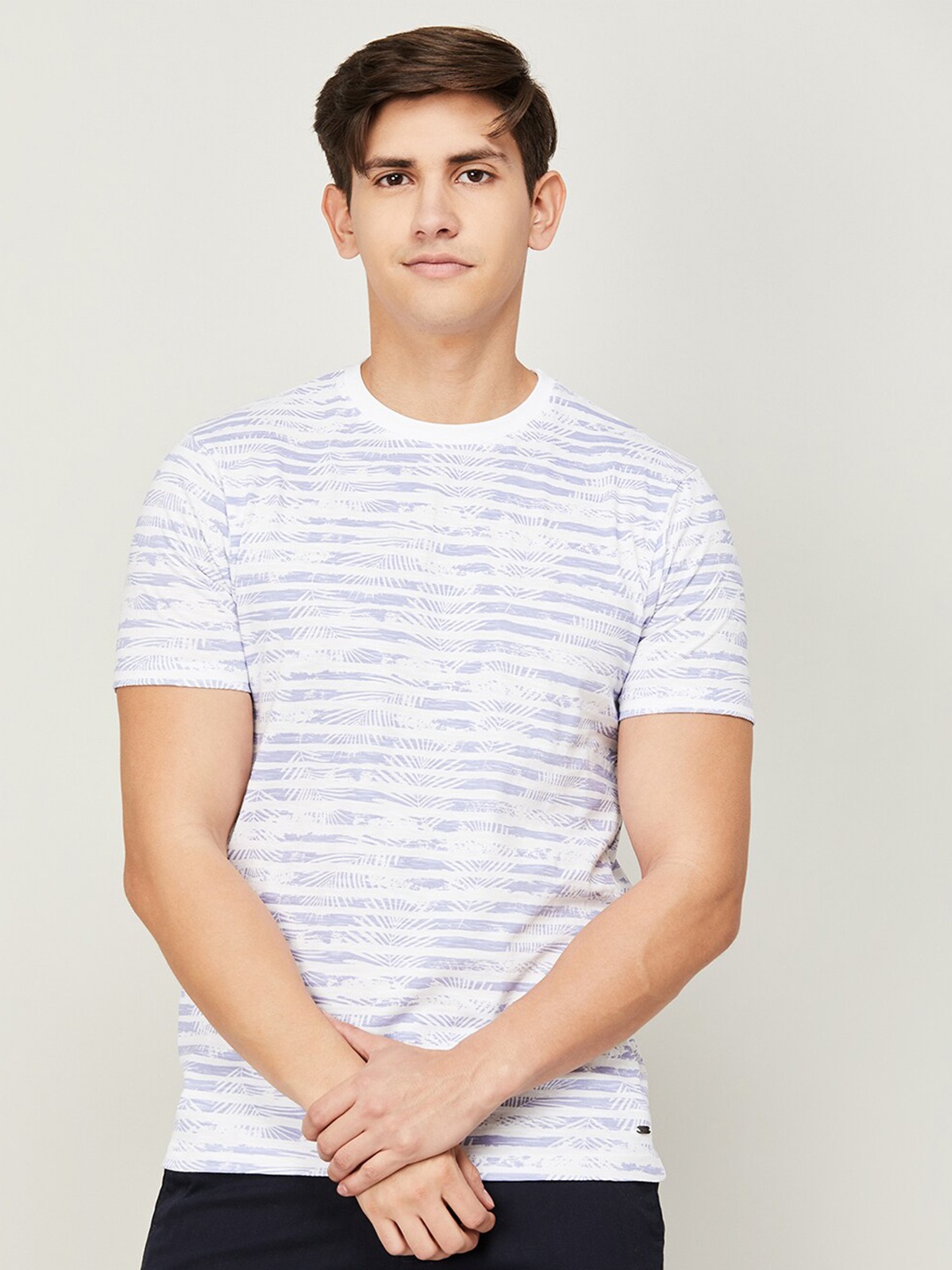 

CODE by Lifestyle Striped Cotton T-Shirt, White