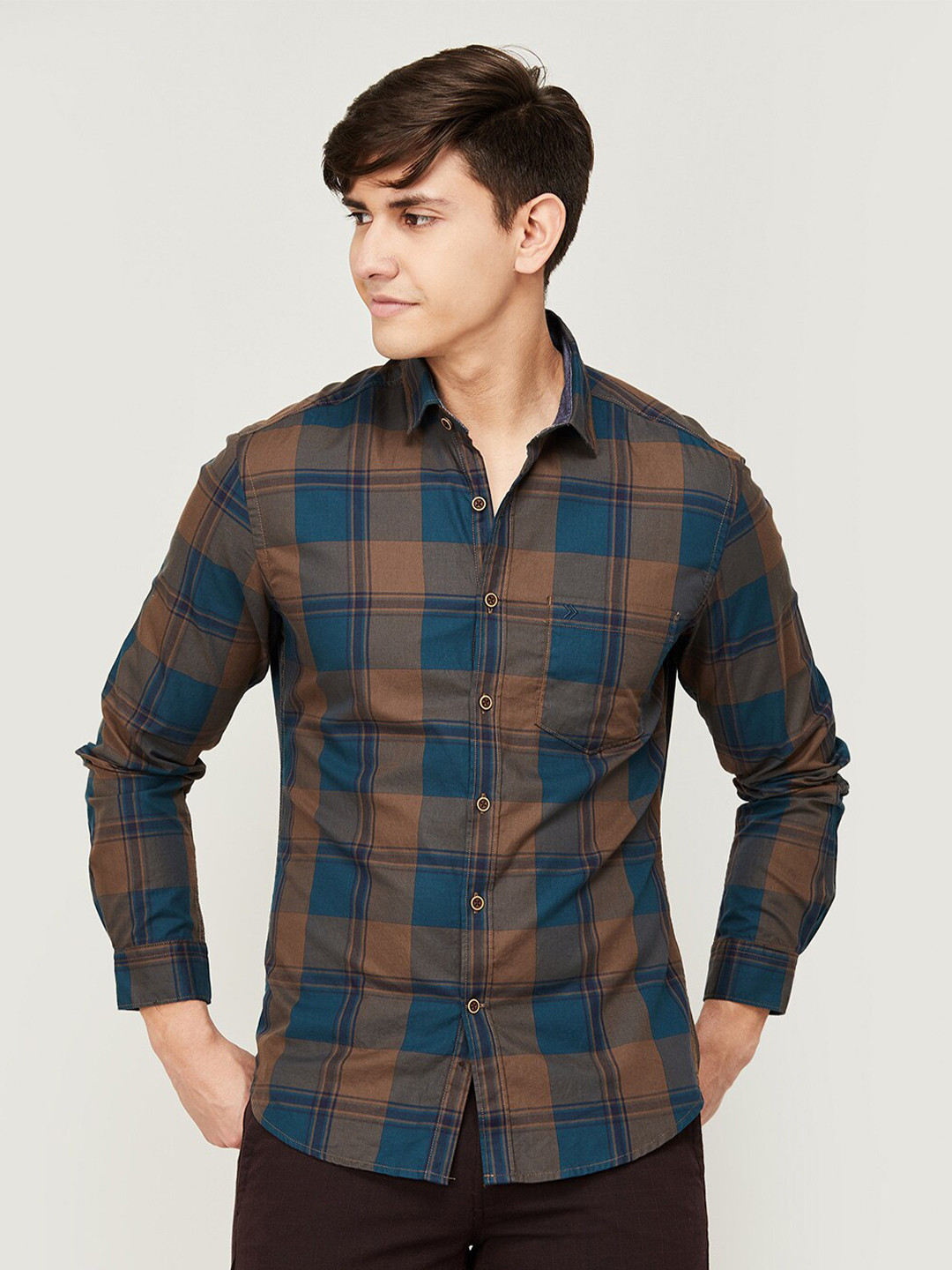 

CODE by Lifestyle Checks Cotton Casual Shirt, Brown