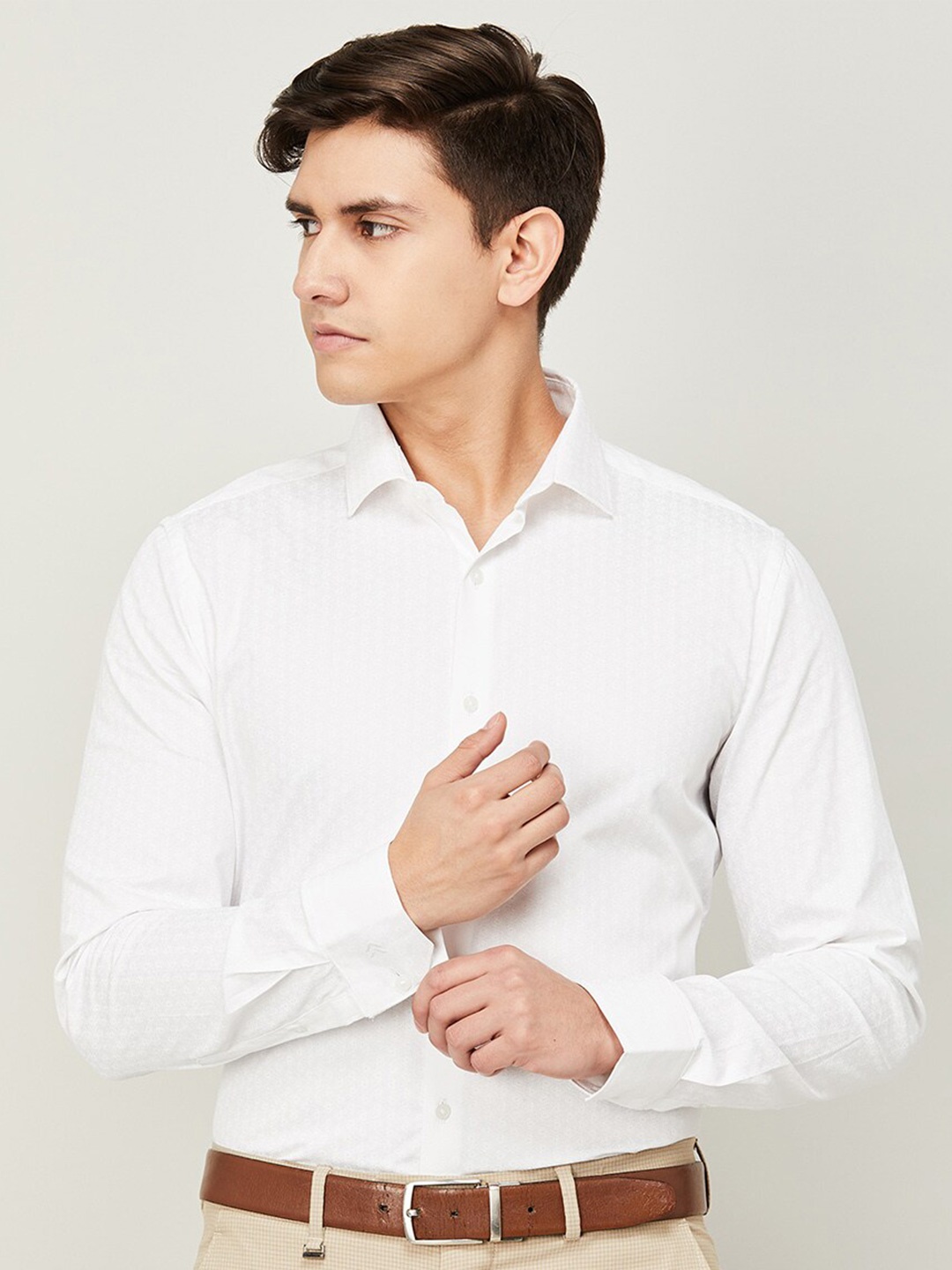 

CODE by Lifestyle Micro Ditsy Printed Cotton Formal Shirt, White