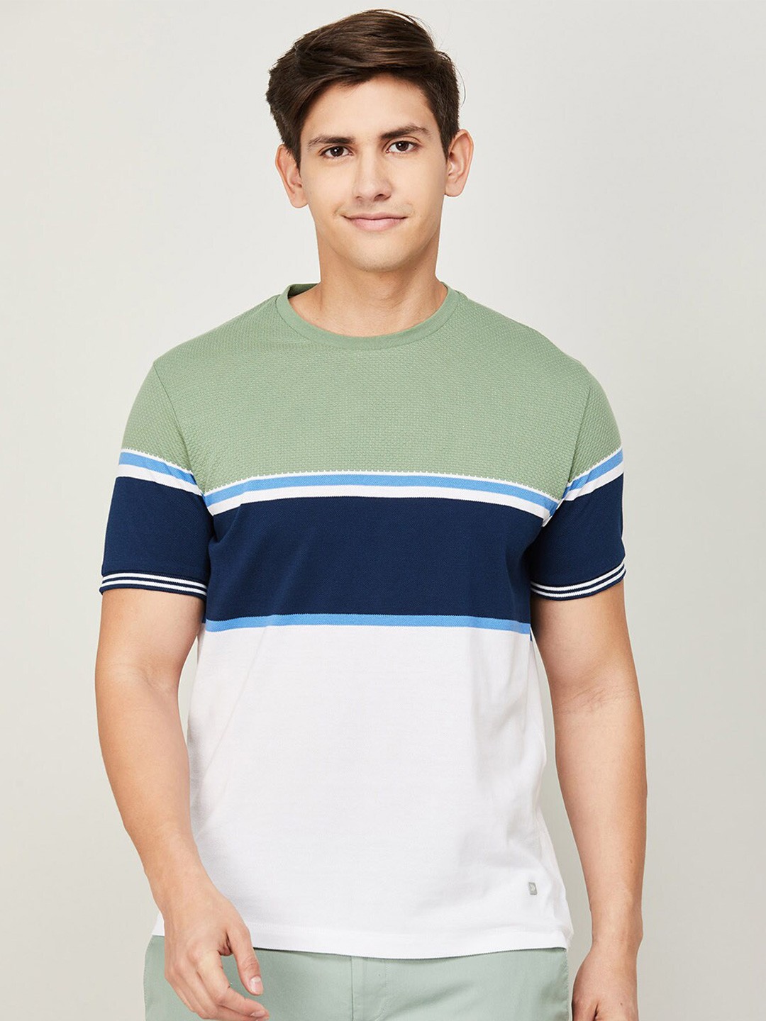 

CODE by Lifestyle Colourblocked Cotton T-Shirt, Green