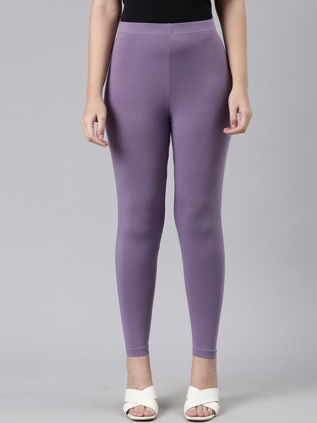 

Go Colors Cotton Slim-Fit Ankle-Length Leggings, Purple