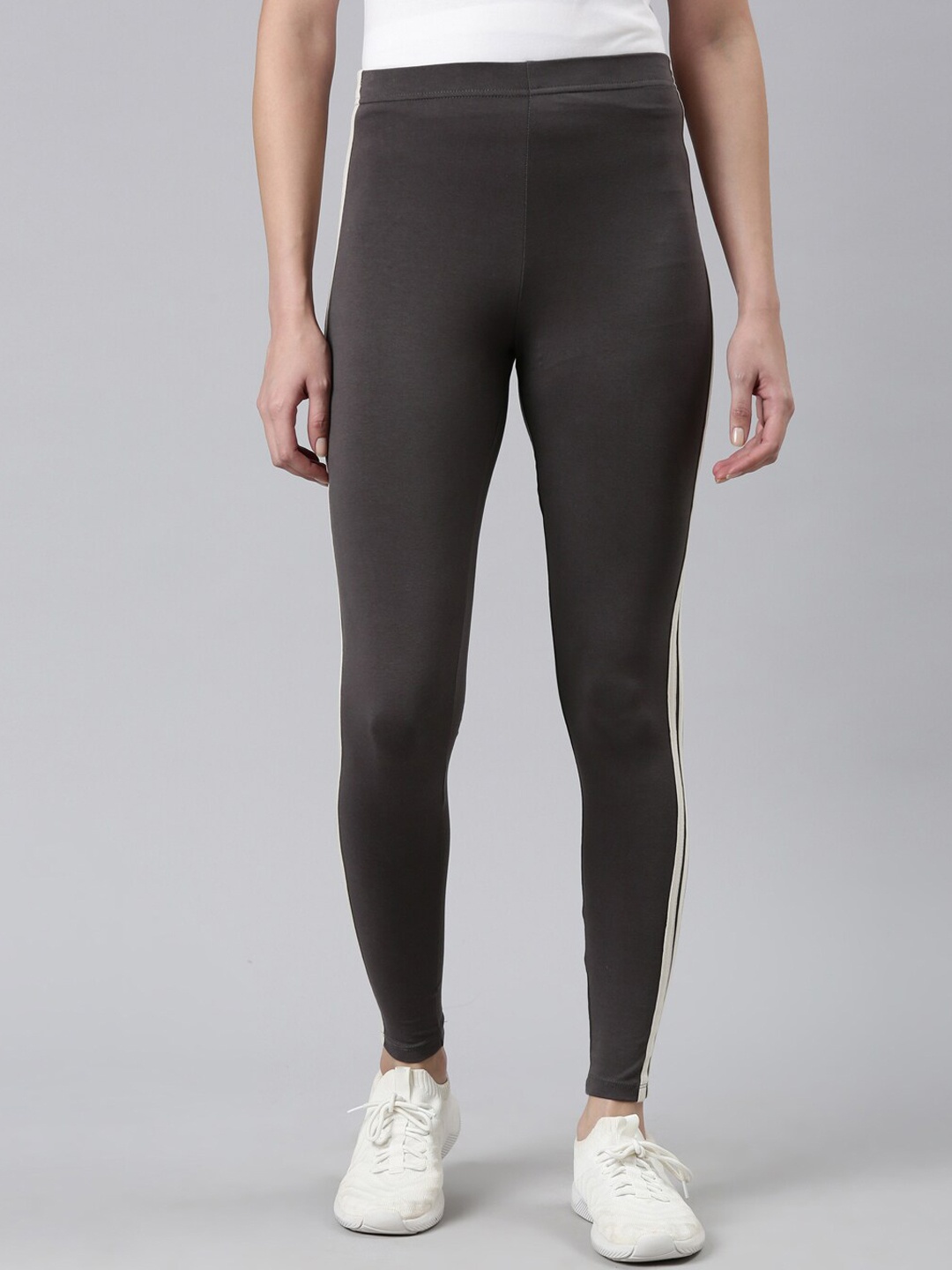 

Go Colors Side Striped Active Leggings, Grey