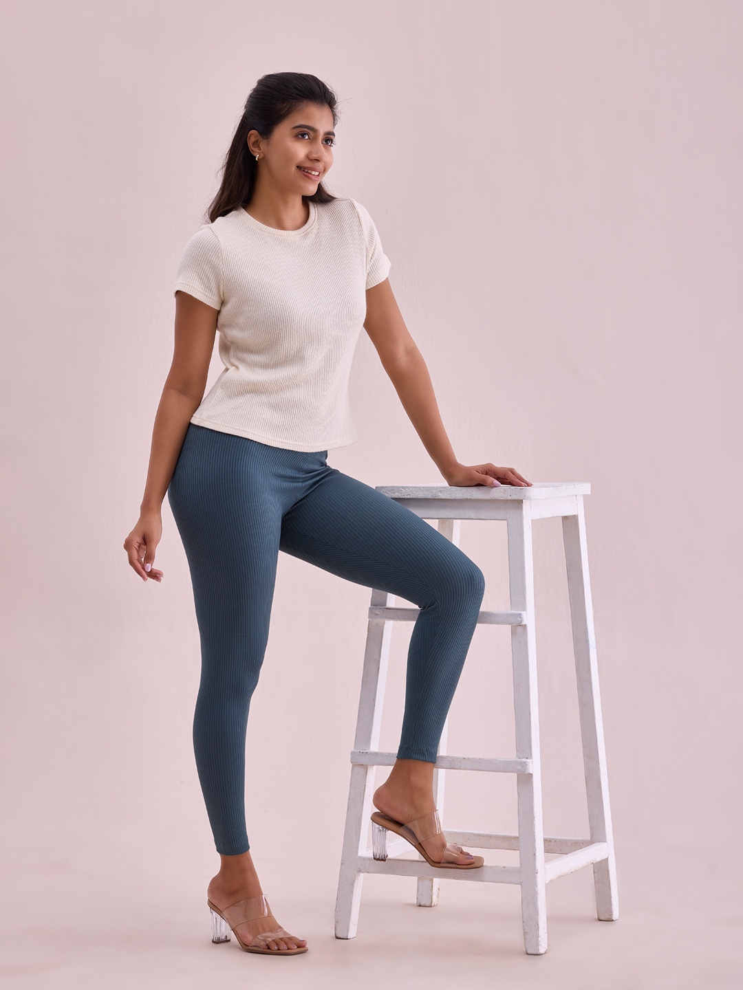 

Go Colors Side Ribbed Active Leggings, Green