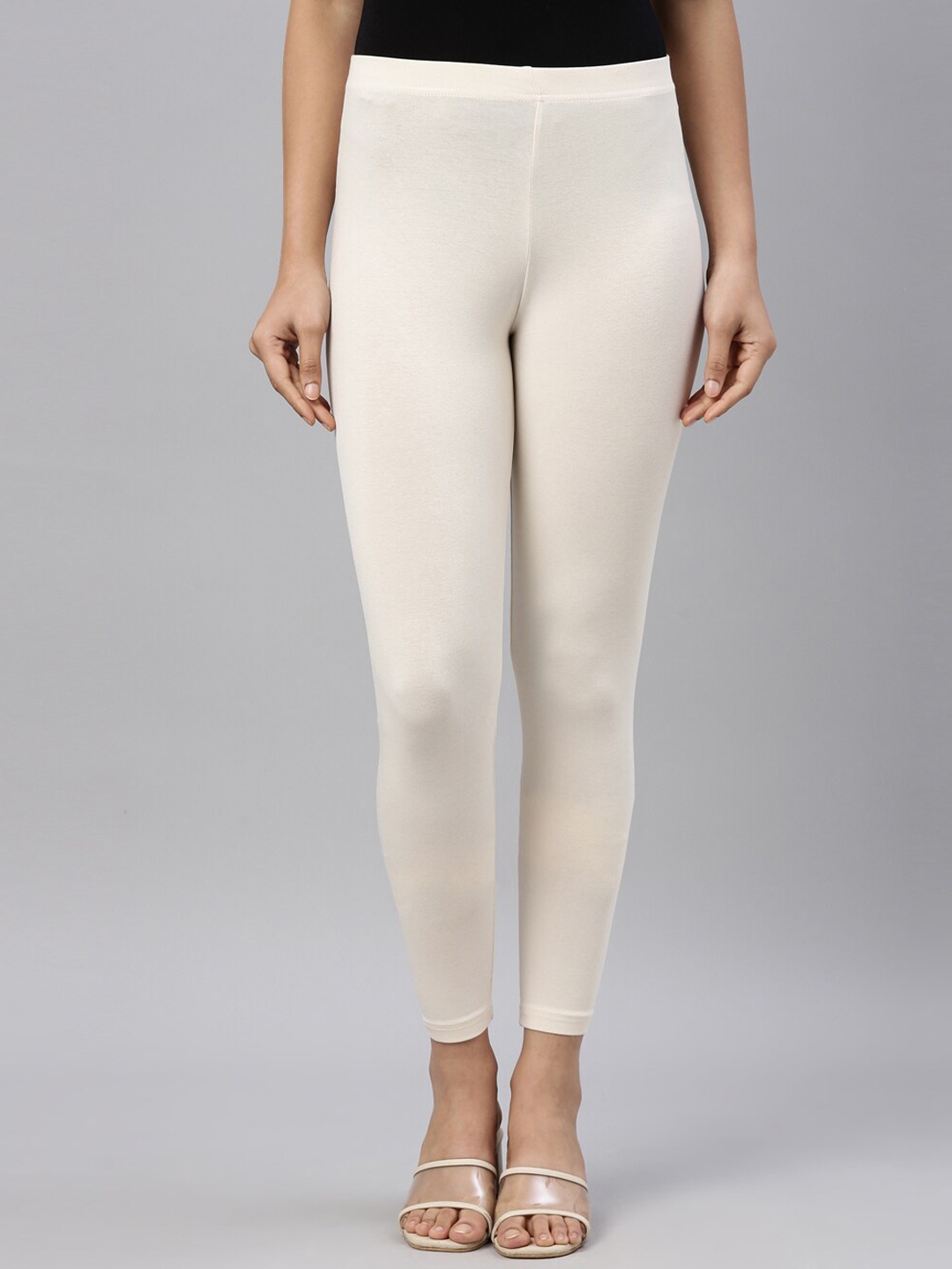 

Go Colors Mid-Rise Slim-Fit Ankle-Length Leggings, Cream