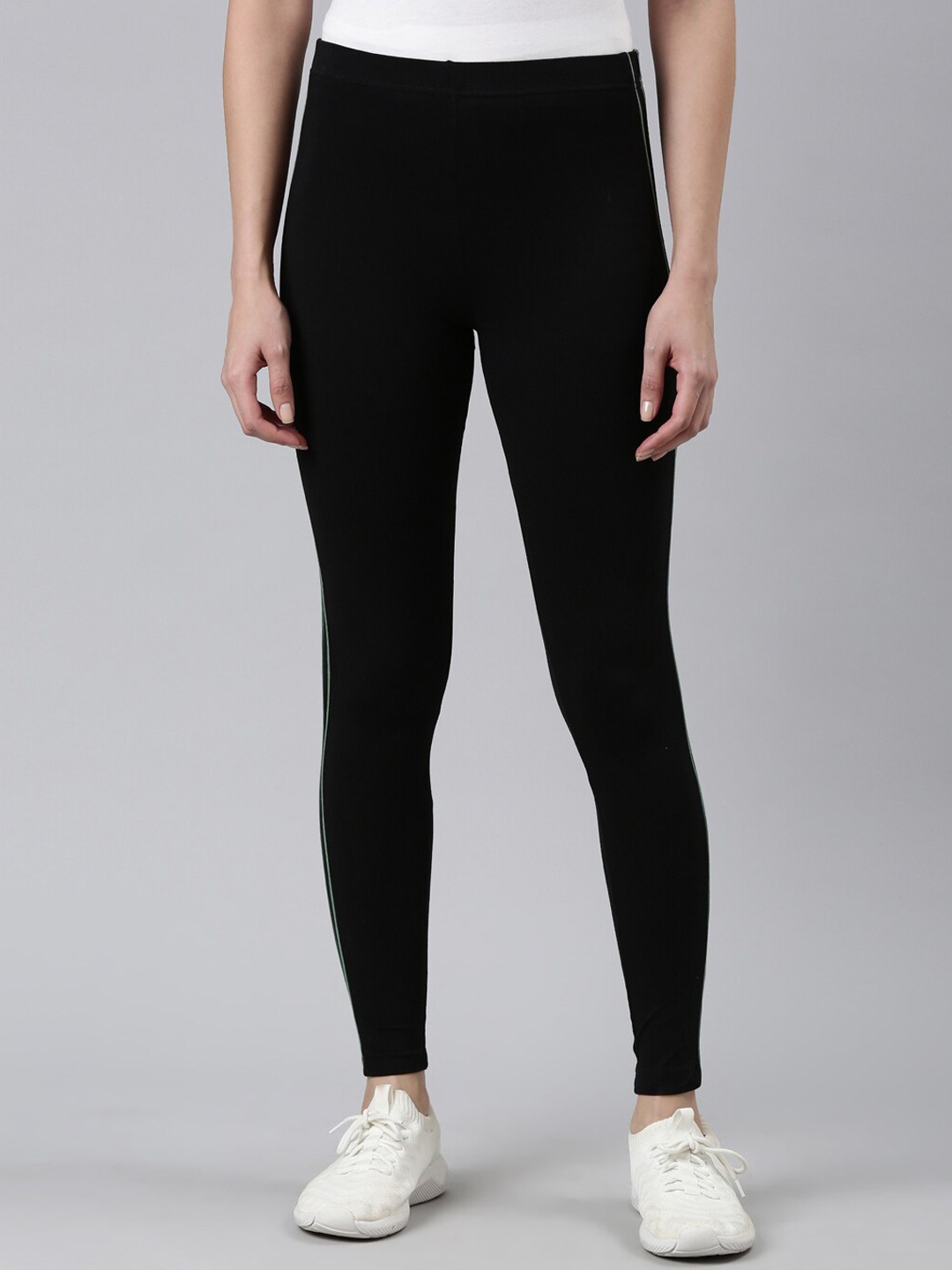 

Go Colors Side Striped Active Leggings, Black
