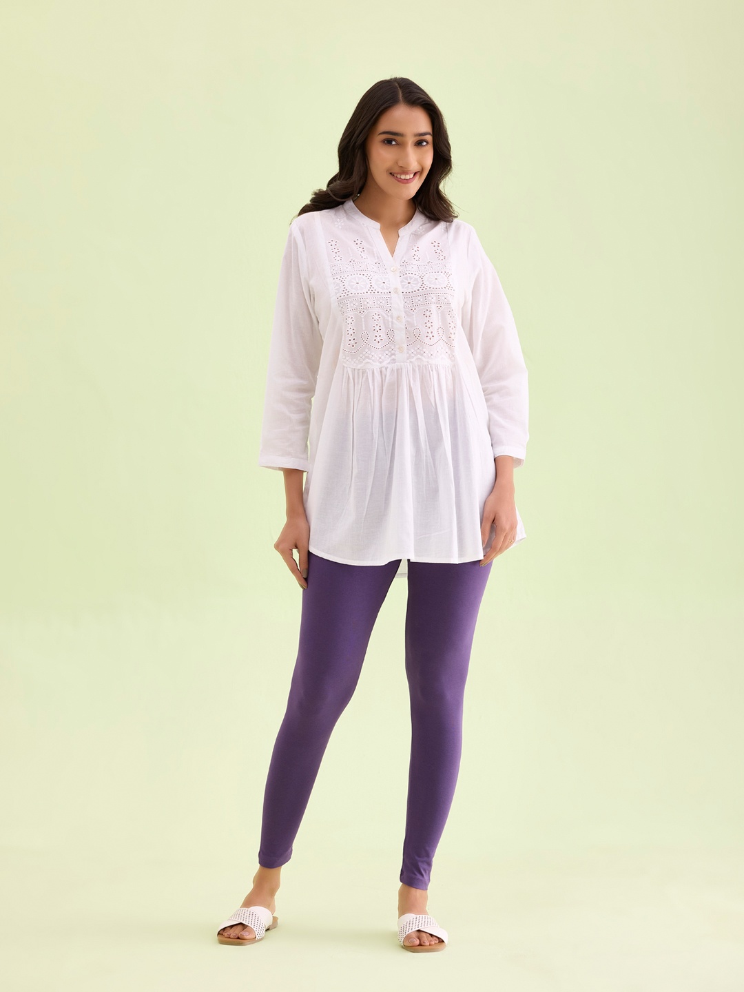 

Go Colors Mid-Rise Slim-Fit Ankle-Length Leggings, Purple