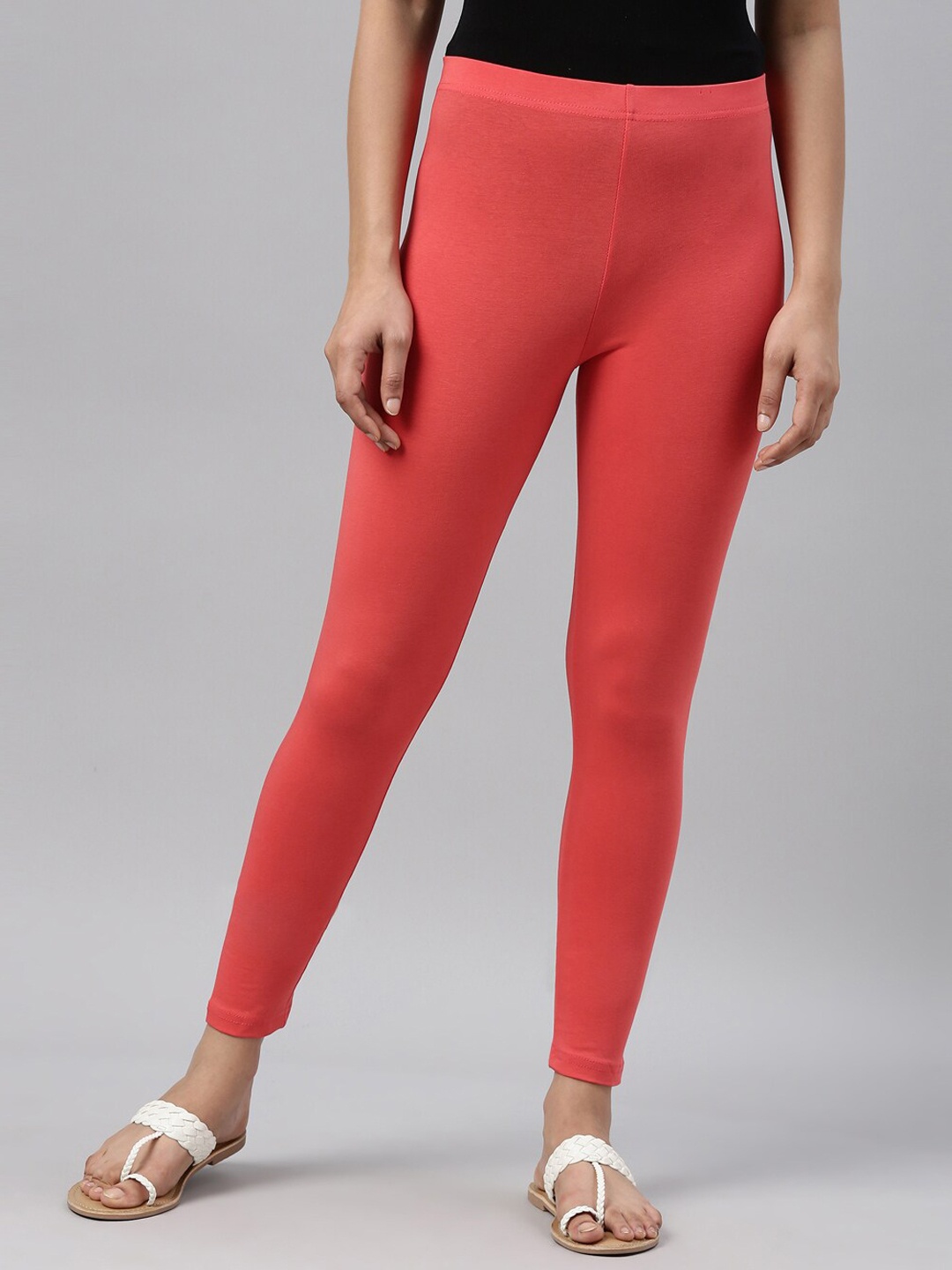 

Go Colors Mid-Rise Slim-Fit Ankle-Length Leggings, Coral
