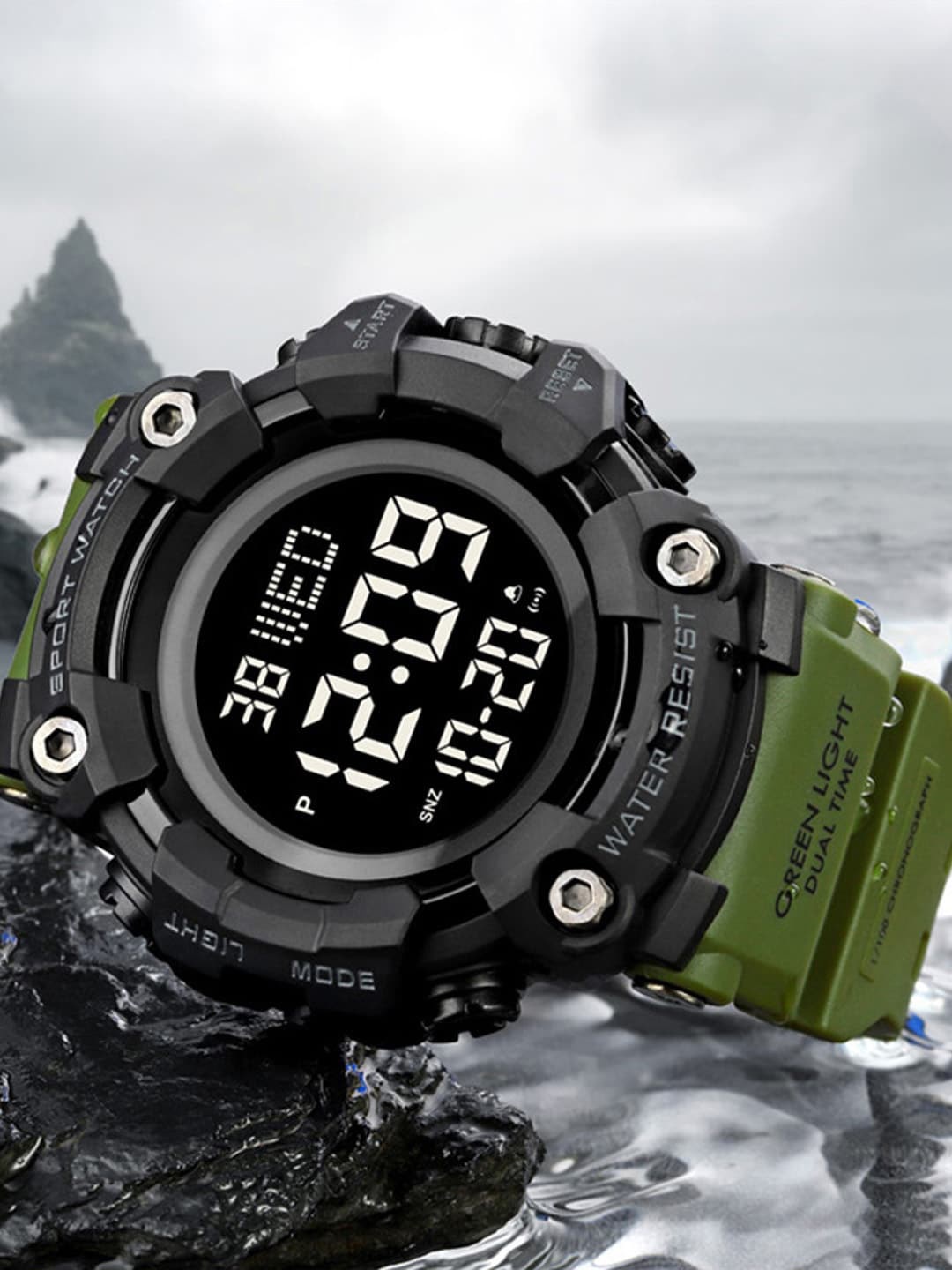 

Shocknshop Men Straps Digital Multi Function Watch SK20Green, Green