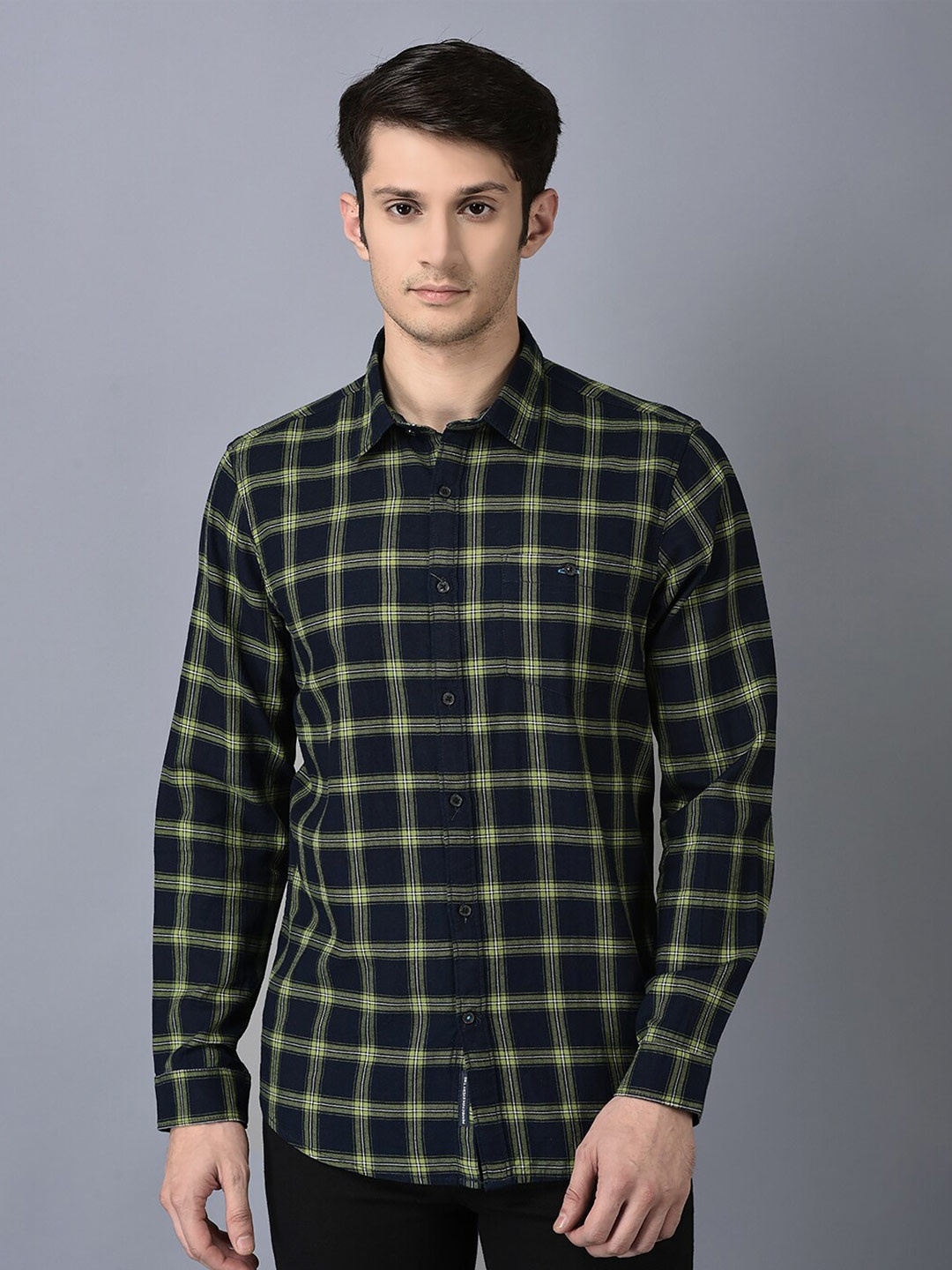 

CANOE Smart Tartan Checked Pure Cotton Casual Shirt, Green