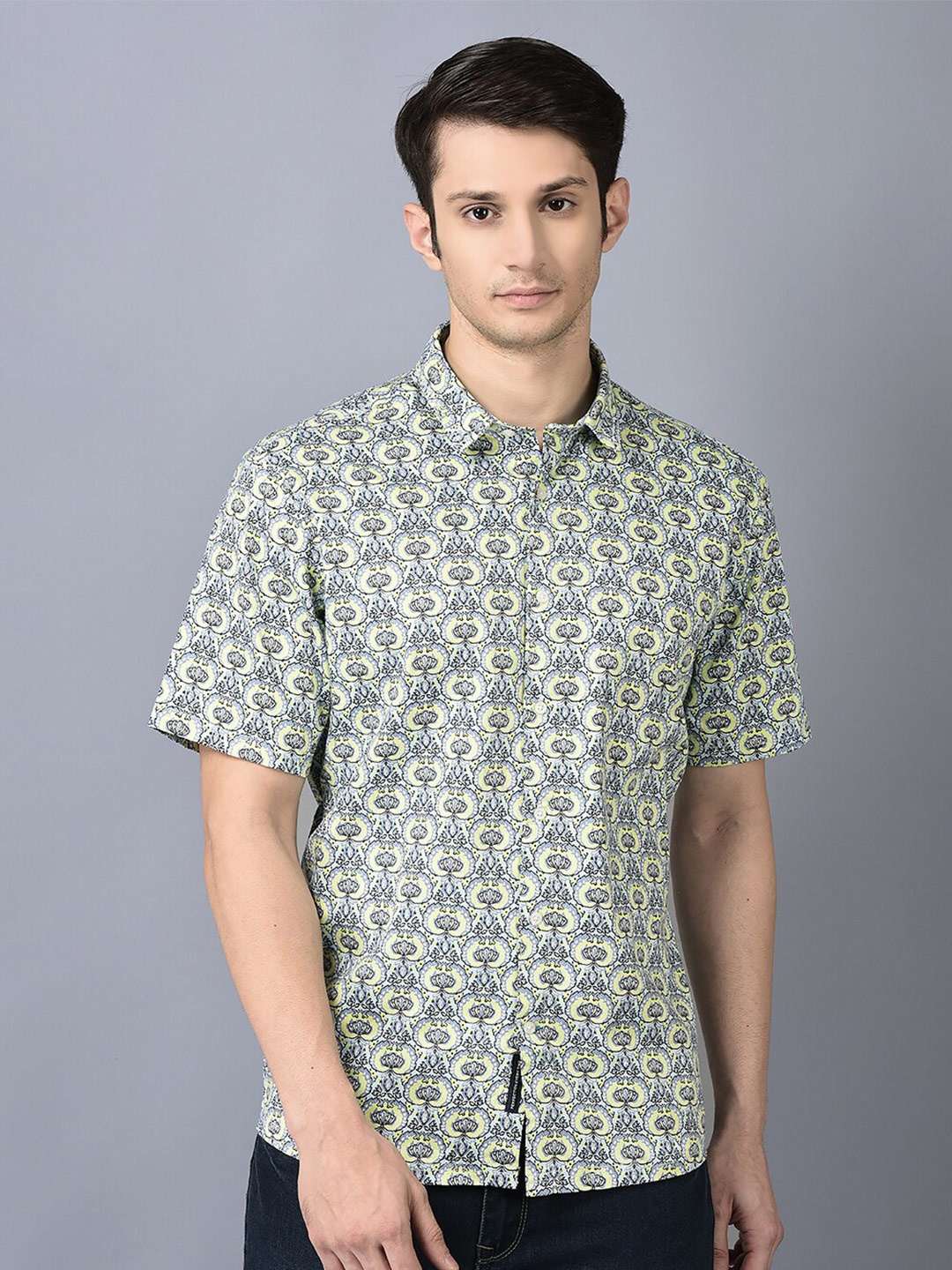 

CANOE Smart Floral Printed Pure Cotton Casual Shirt, Grey