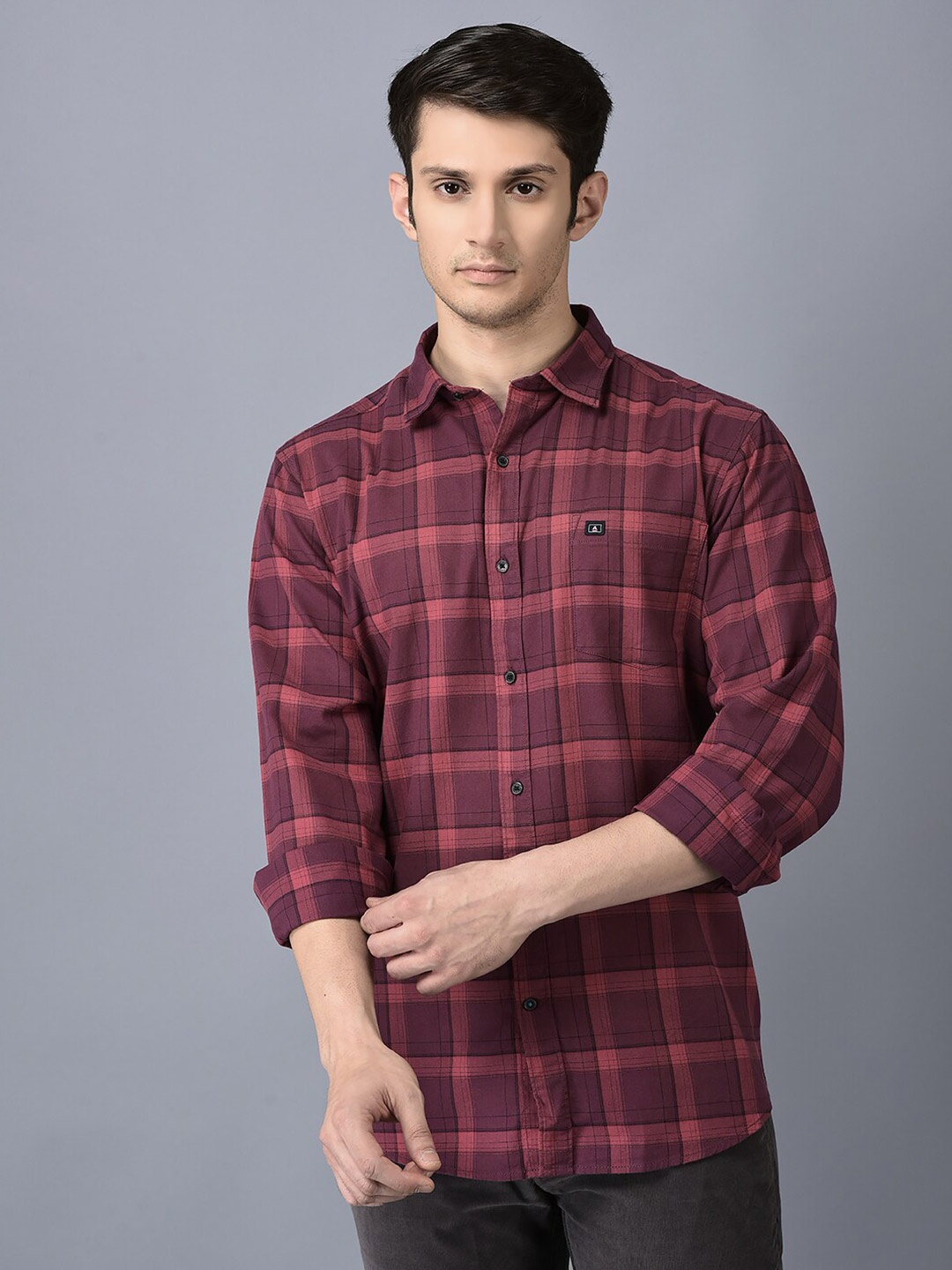 

CANOE Smart Tartan Checked Pure Cotton Casual Shirt, Maroon
