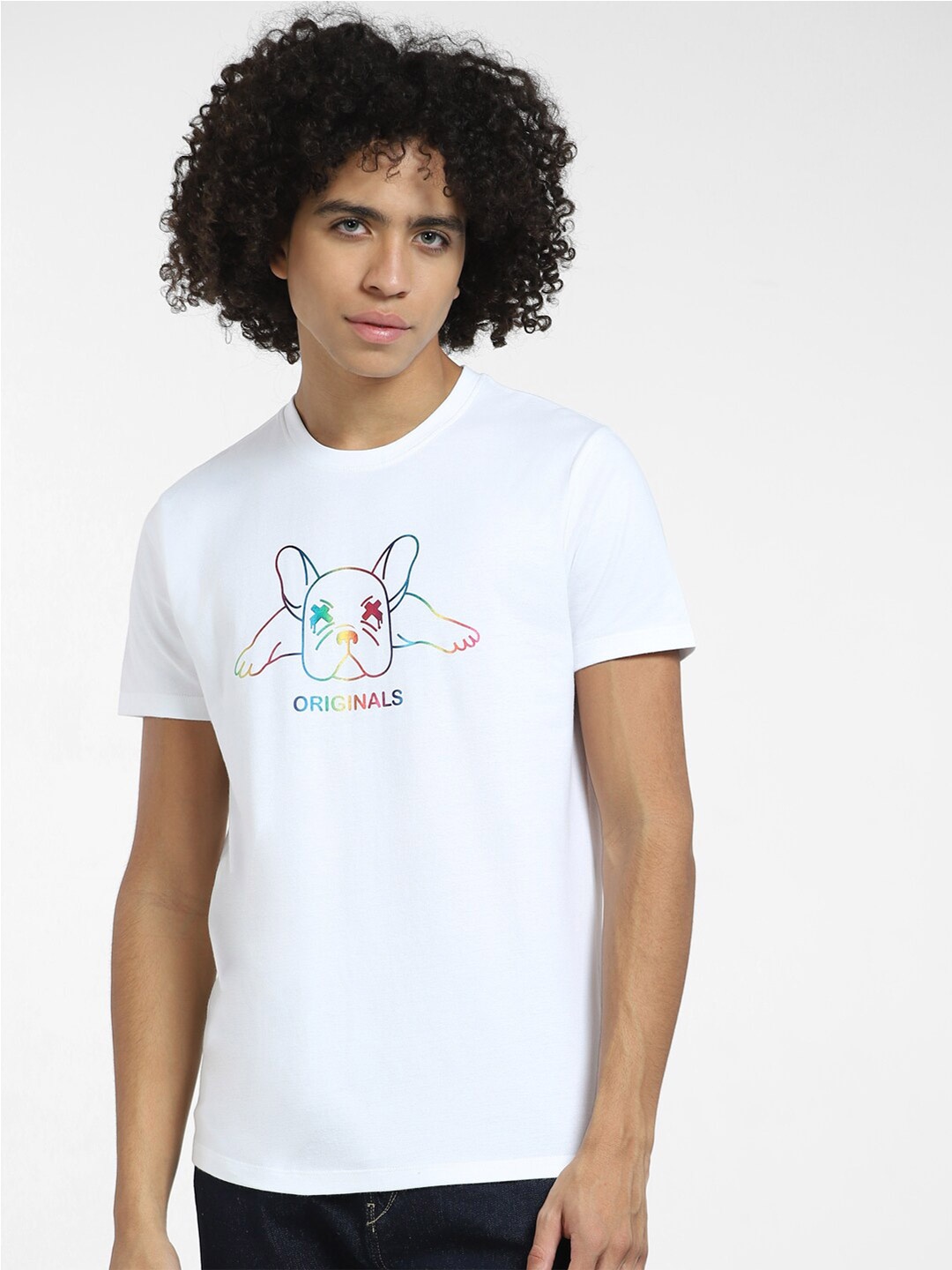 

Jack & Jones Graphic Printed Slim Fit Cotton T-shirt, White