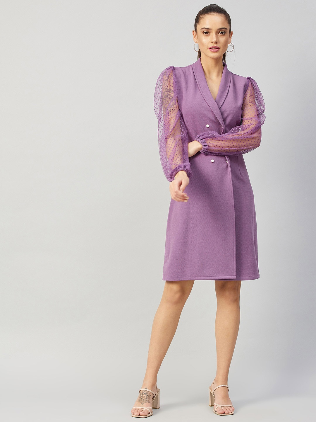 

POSHBERY V-Neck Lace Dress, Lavender