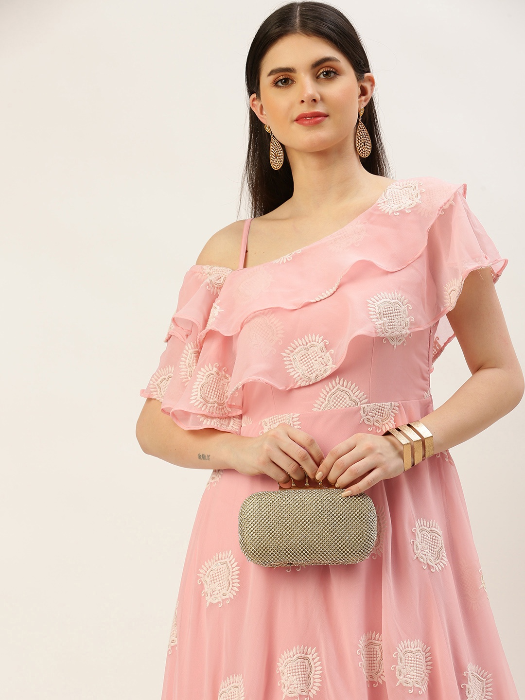 Ethnovog Embroidered Gown, Pink