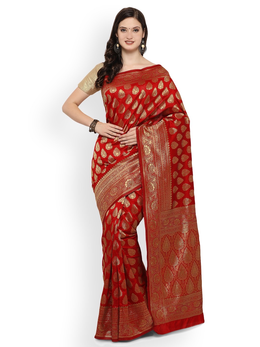 

Inddus Red Art Silk Woven Design Banarasi Saree