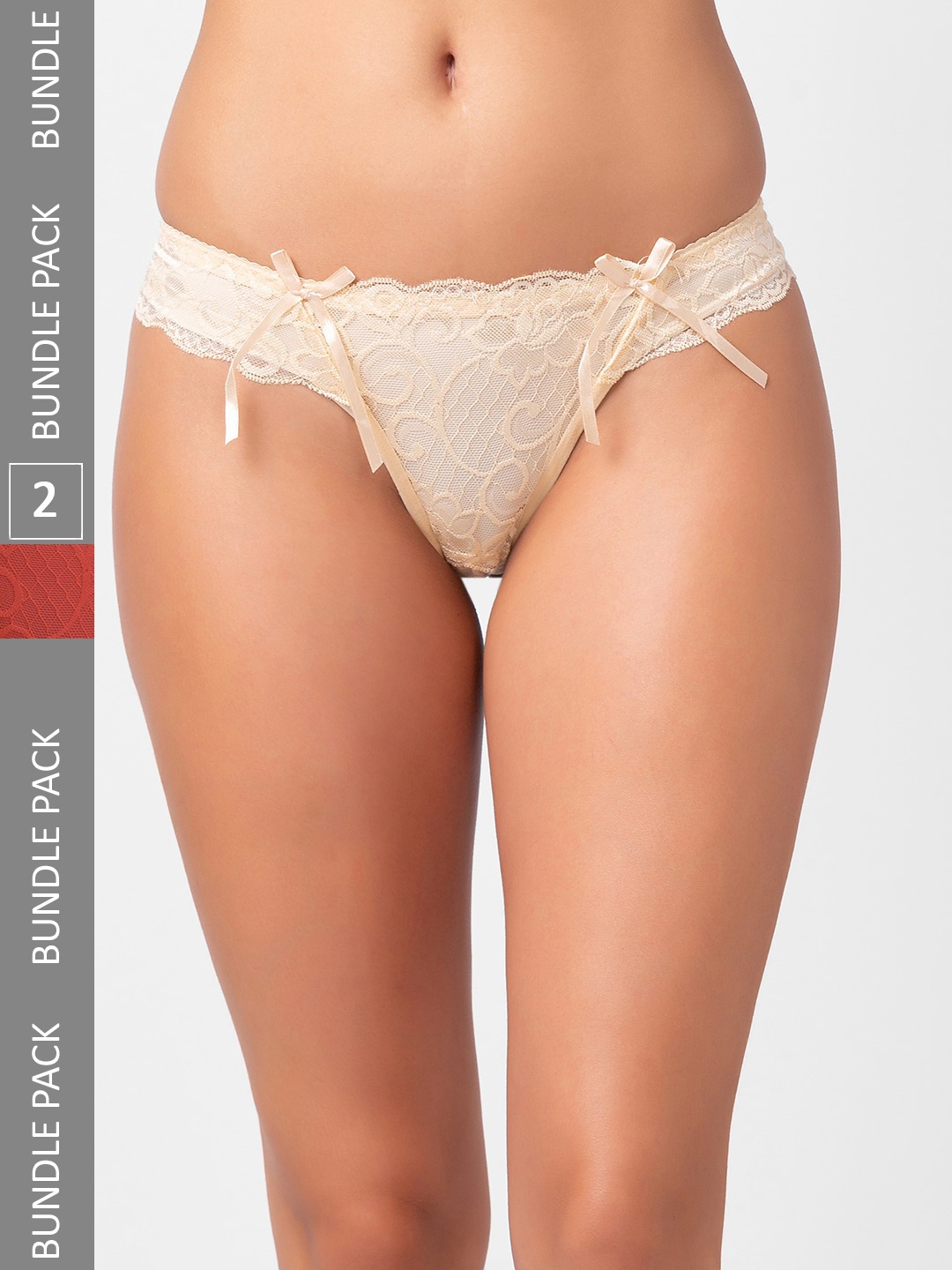 

NOIRA Women Pack of 2 Assorted Self Design Thongs Briefs 6031_SM_