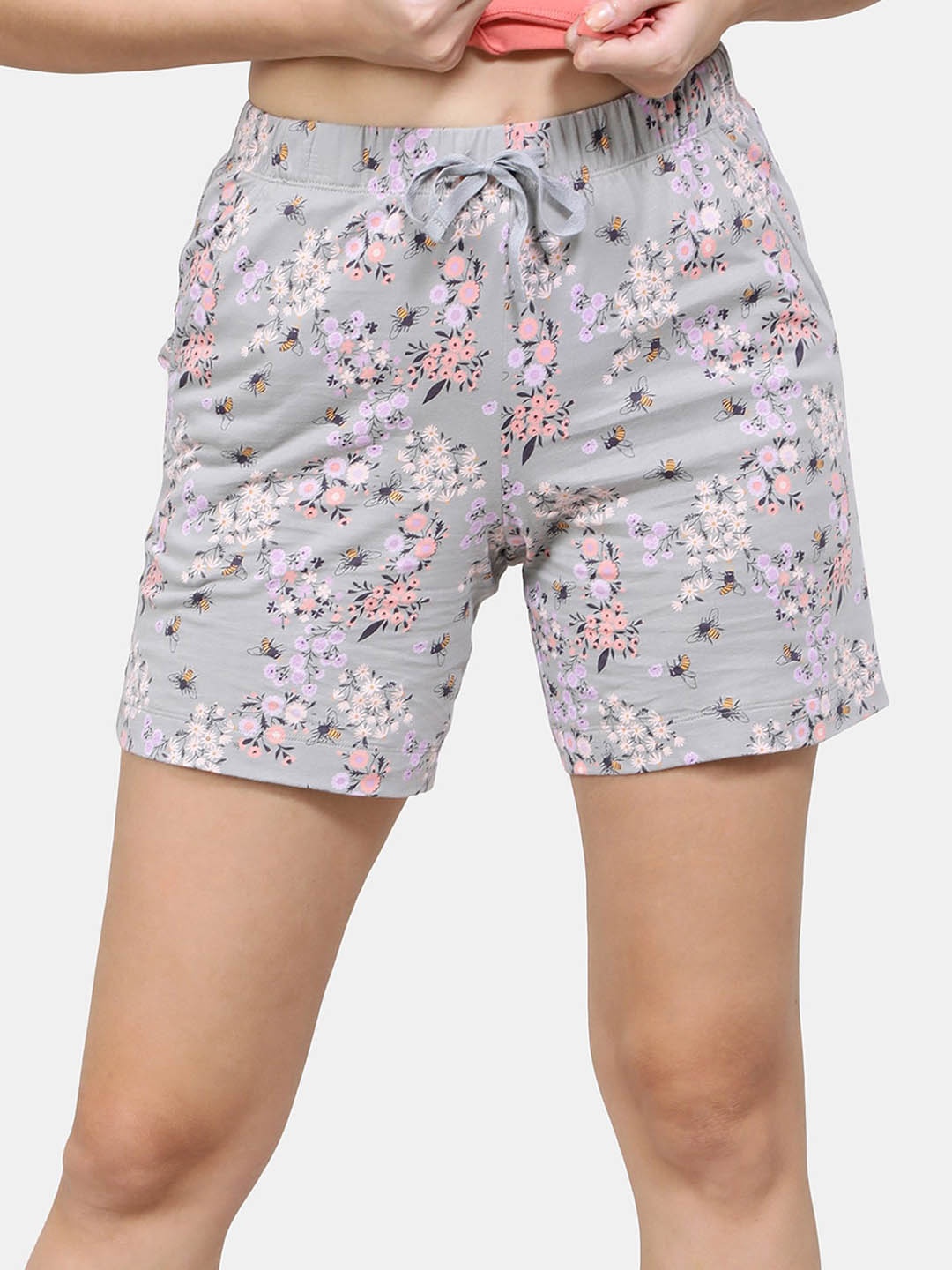 

Jockey Women Floral Printed Cotton Lounge Shorts, Grey