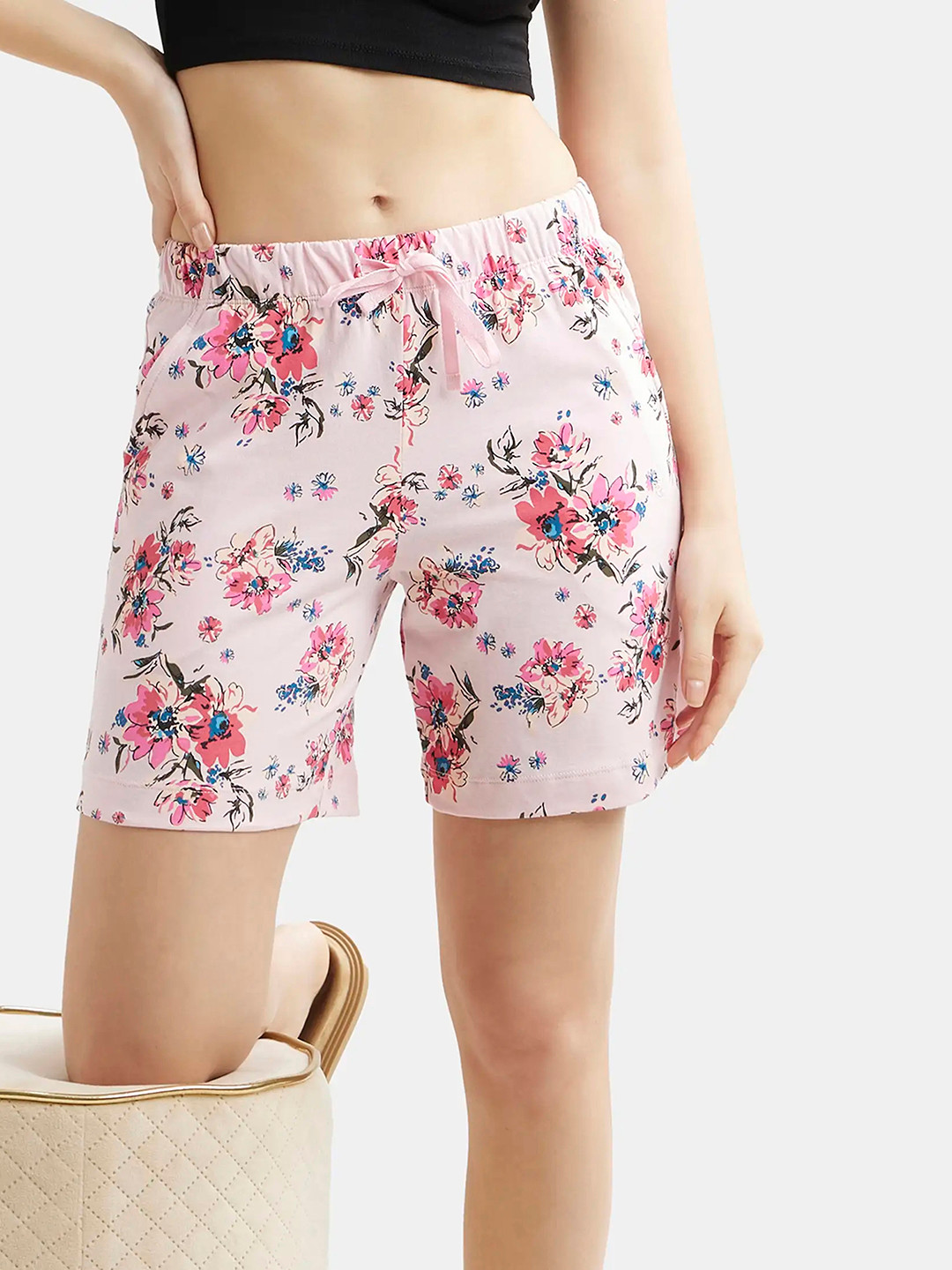 

Jockey Women Floral Printed Cotton Lounge Shorts, Pink
