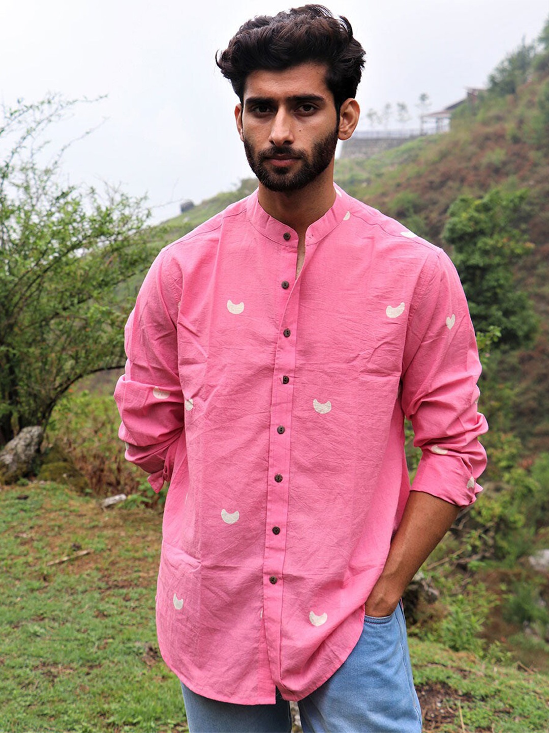 

Chidiyaa Geometric Printed Cotton Casual Shirt, Pink
